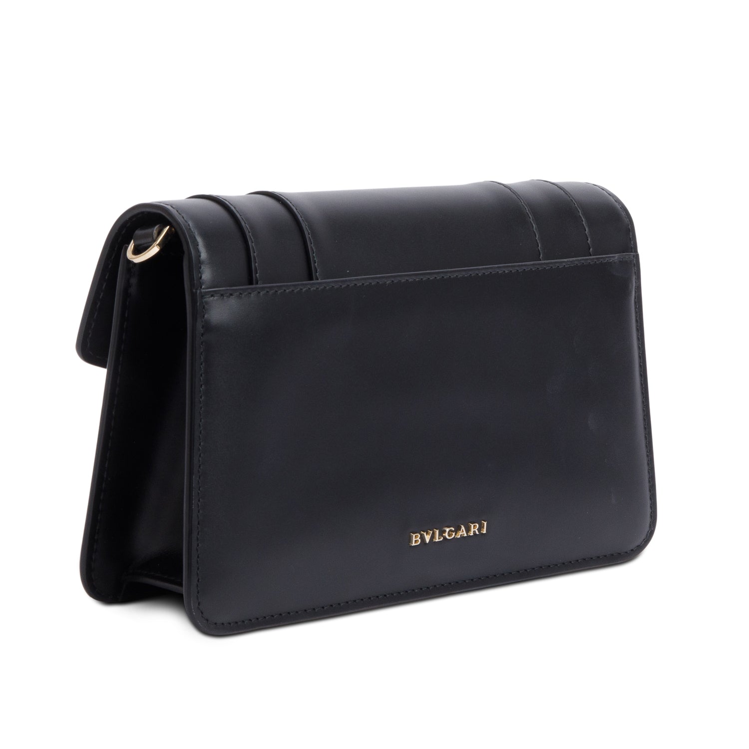 BVLGARI 2022 Black Calfskin Leather Serpenti Forever East-West Shoulder Bag w/ Strap, Receipt & Authenticity Card