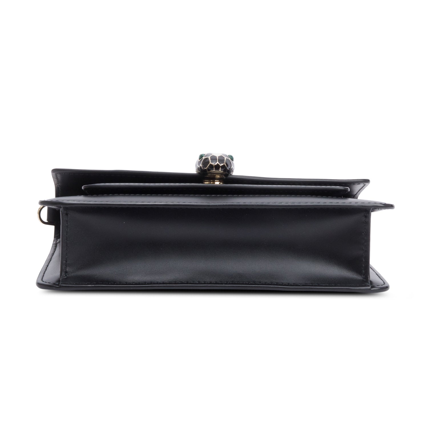 BVLGARI 2022 Black Calfskin Leather Serpenti Forever East-West Shoulder Bag w/ Strap, Receipt & Authenticity Card