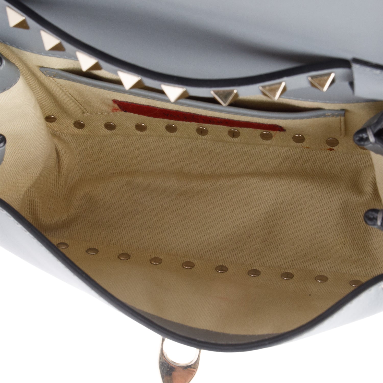 Valentino Grey Calfskin Leather Rockstud Crossbody Bag