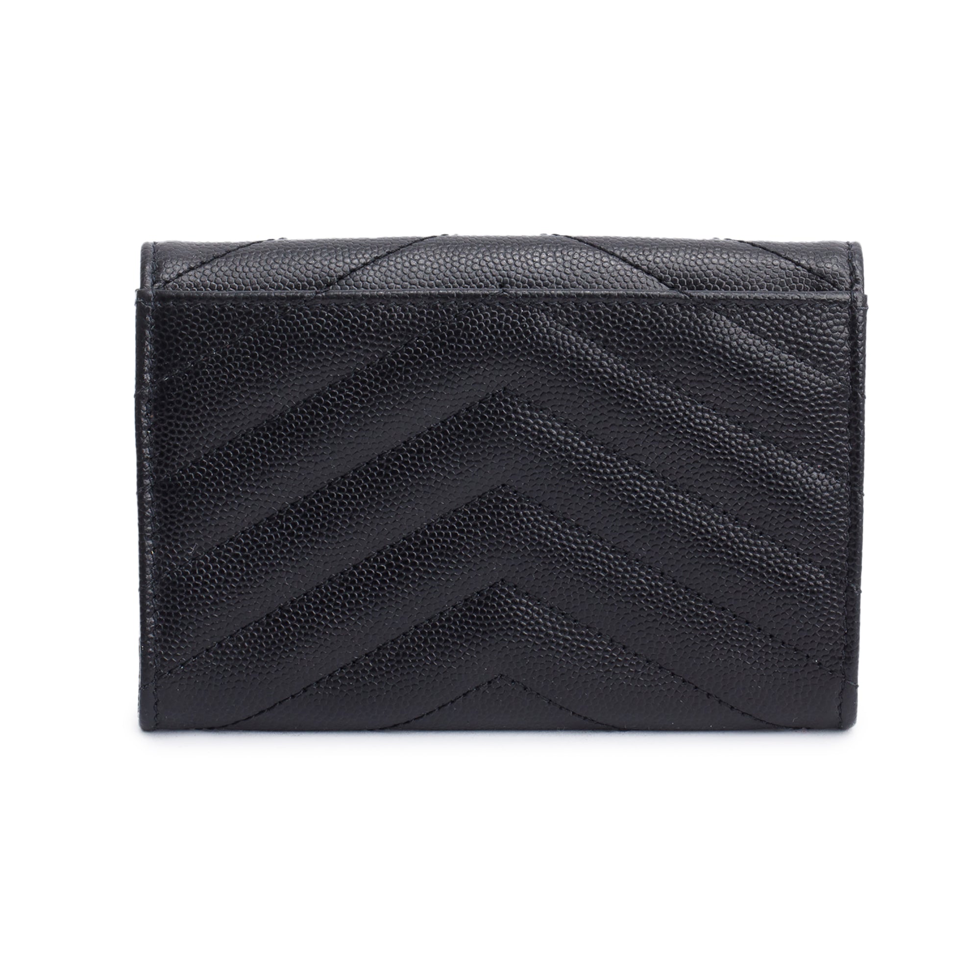 Saint Laurent 2020 Black Grain De Poudre Cassandre Matelasse Small Envelope Wallet w/ Box