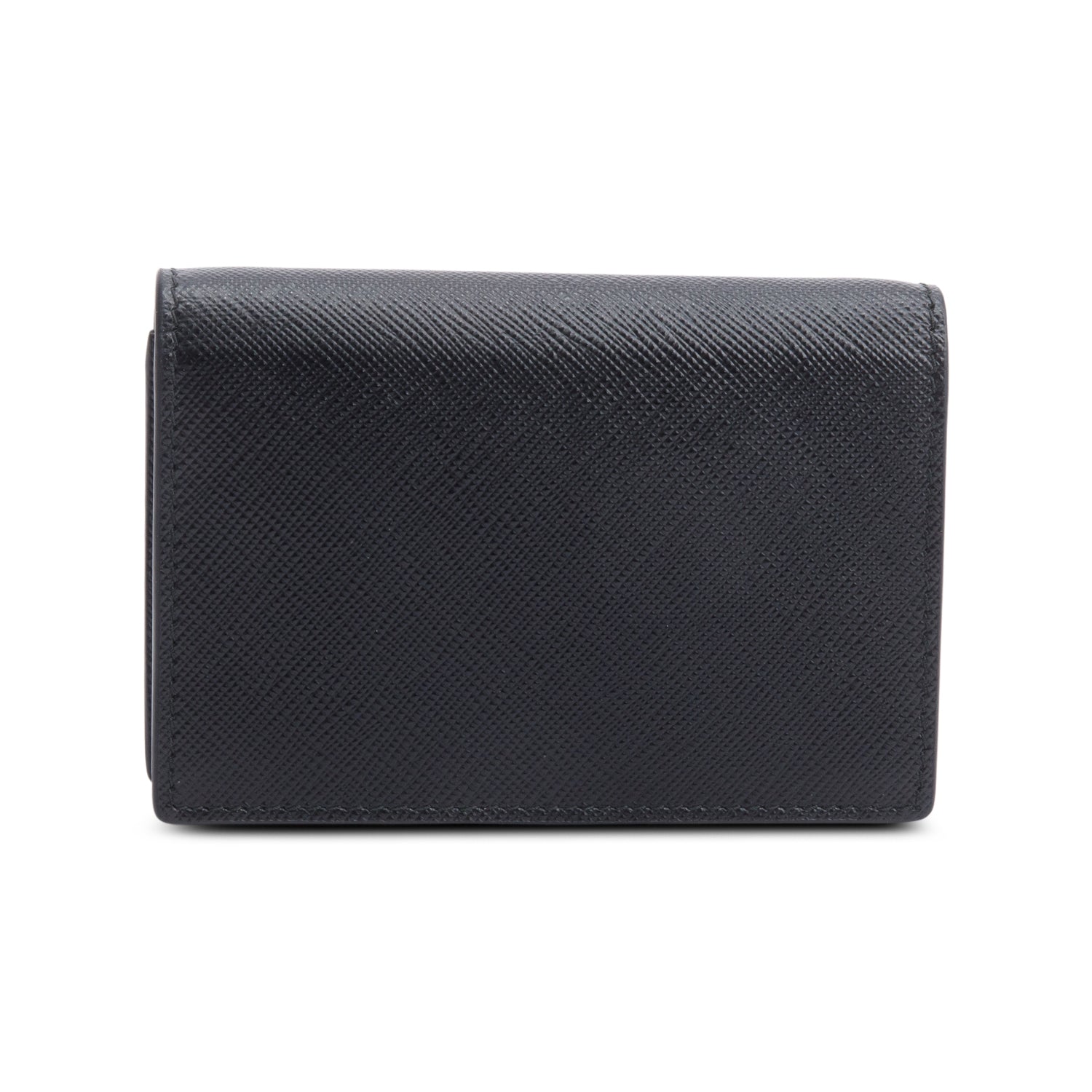 Prada Black Saffiano Metal Card Holder on Chain w/ Box