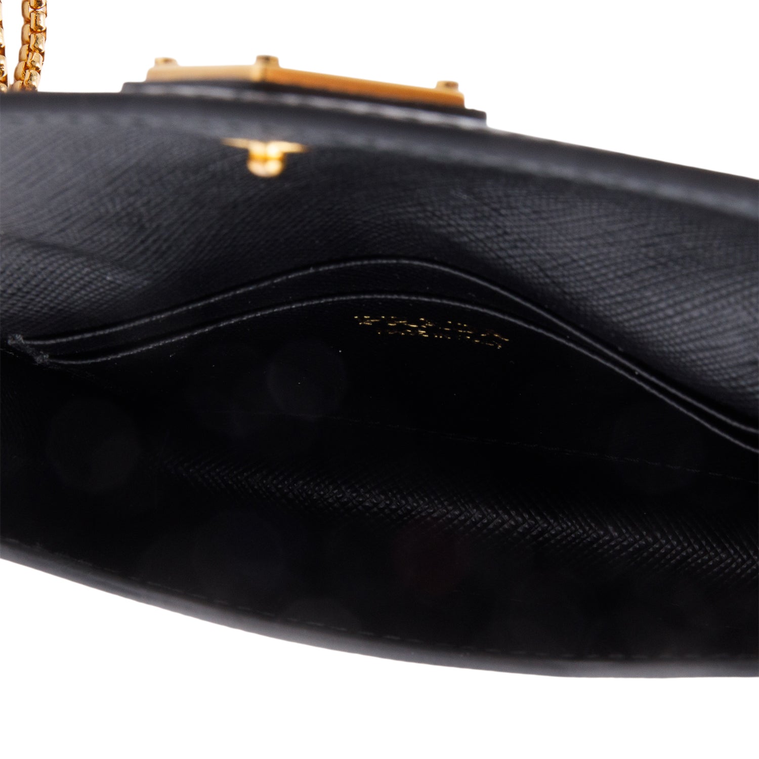 Prada Black Saffiano Metal Card Holder on Chain w/ Box