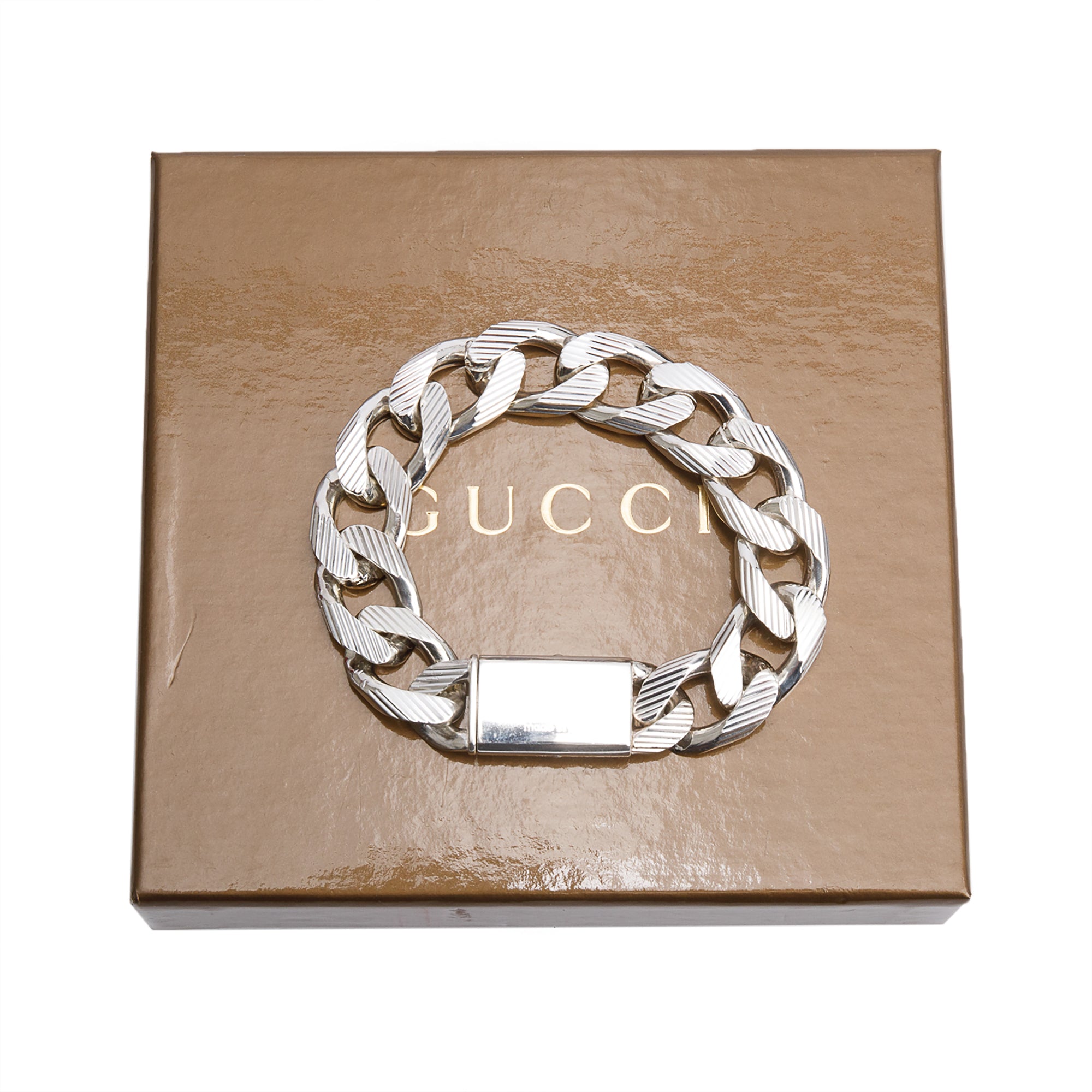 Gucci Sterling Silver Curb Link Bracelet w/ Box