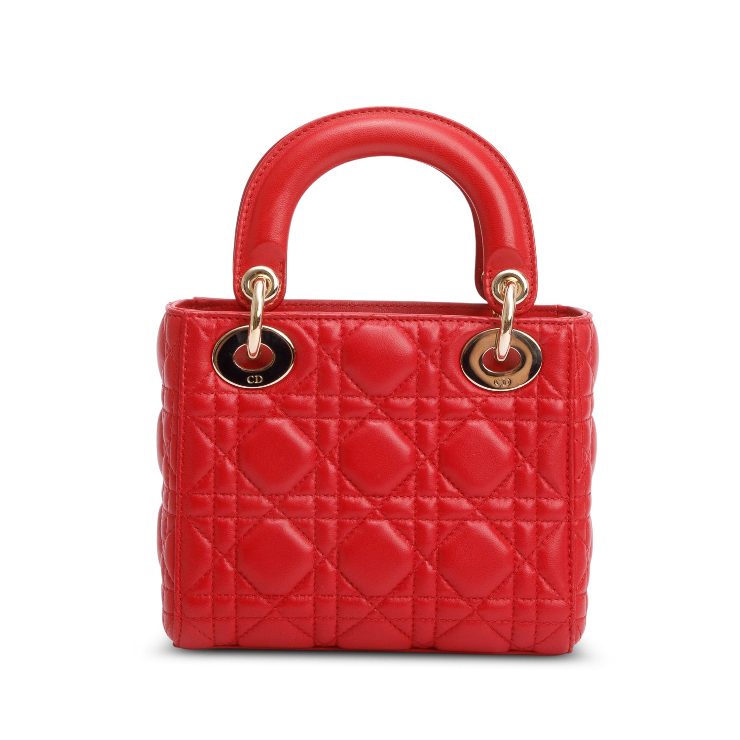Christian Dior Red Cannage Leather Mini Lady Dior Bag w/ Strap