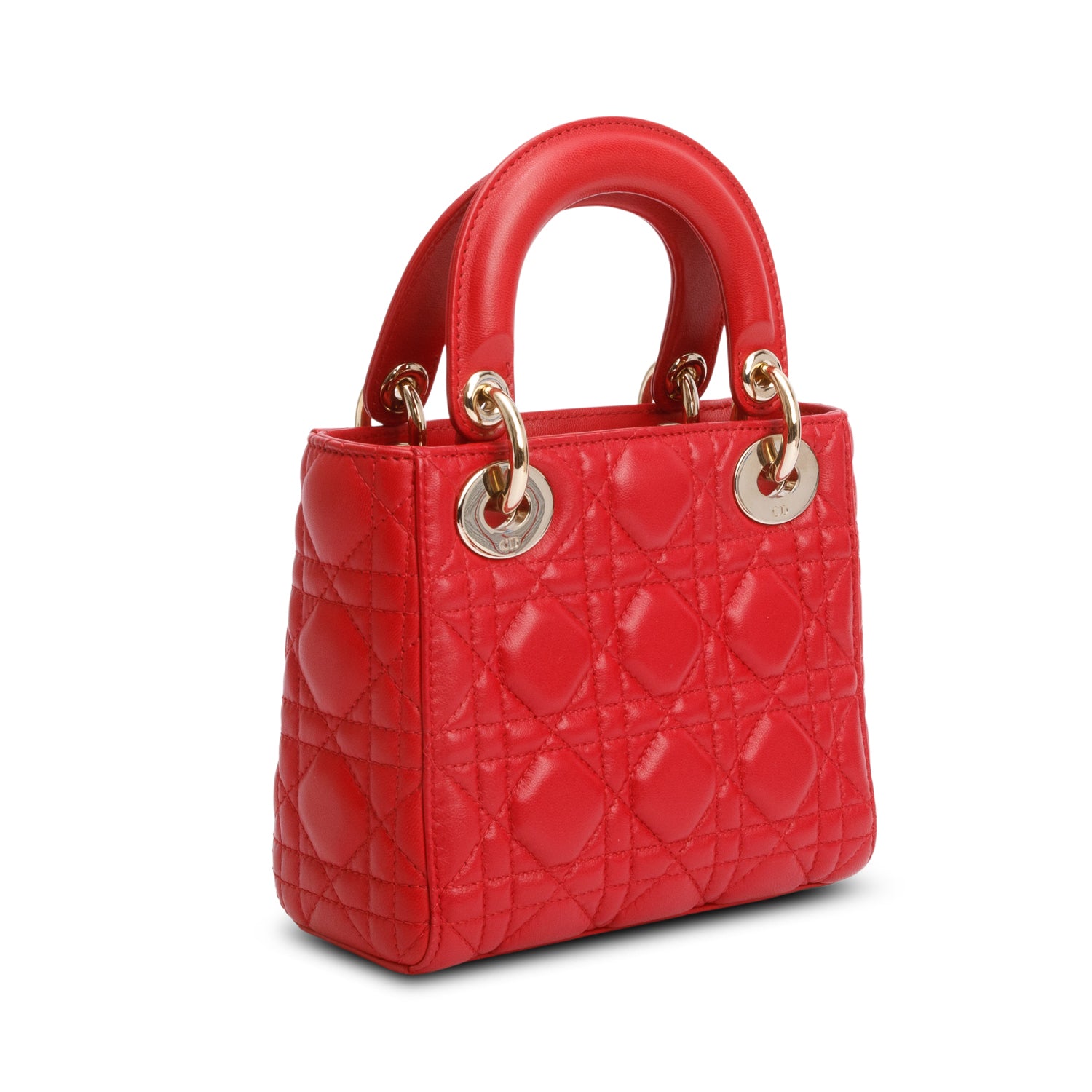 Christian Dior Red Cannage Leather Mini Lady Dior Bag w/ Strap