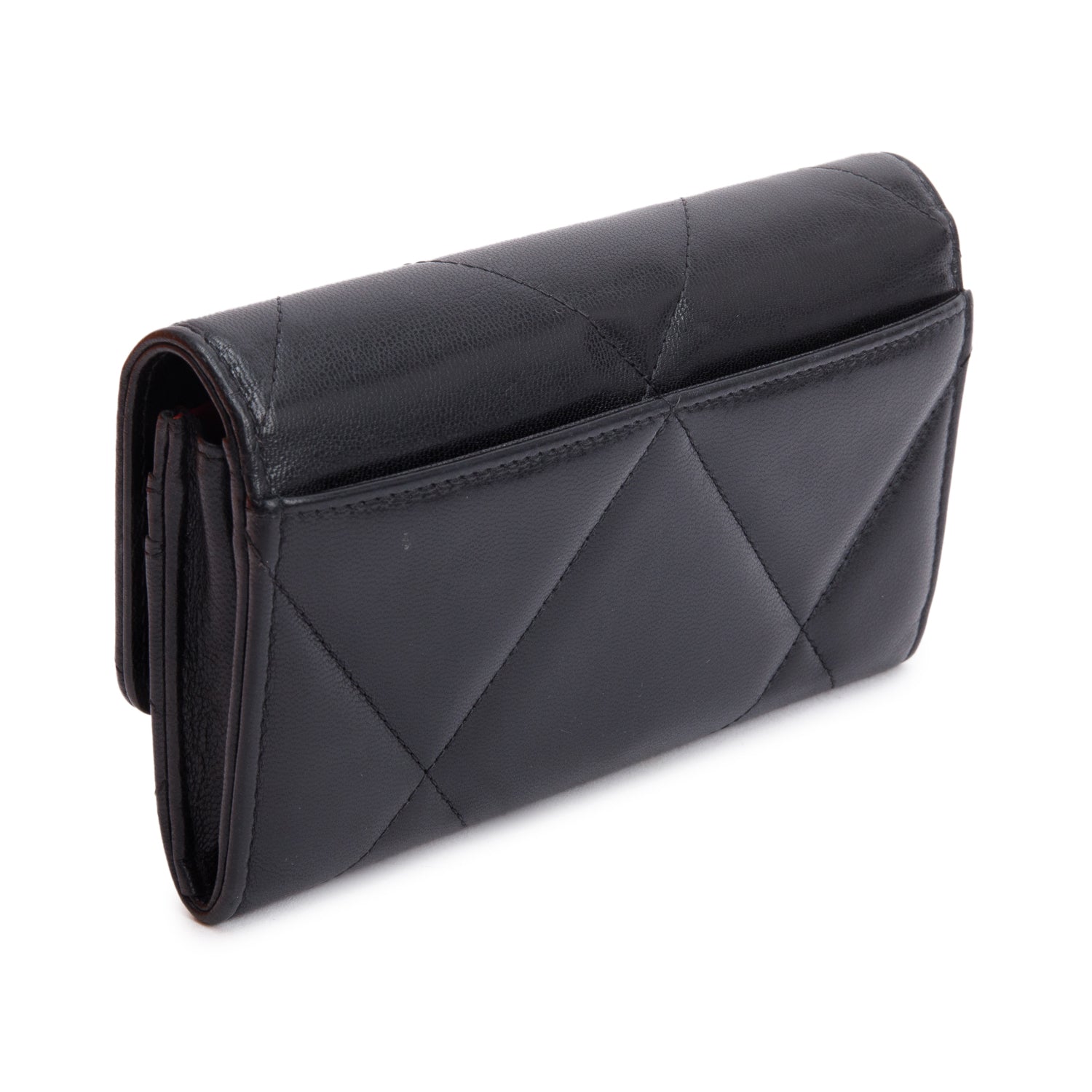 Chanel Black Leather 19 Flap Wallet w/ Box