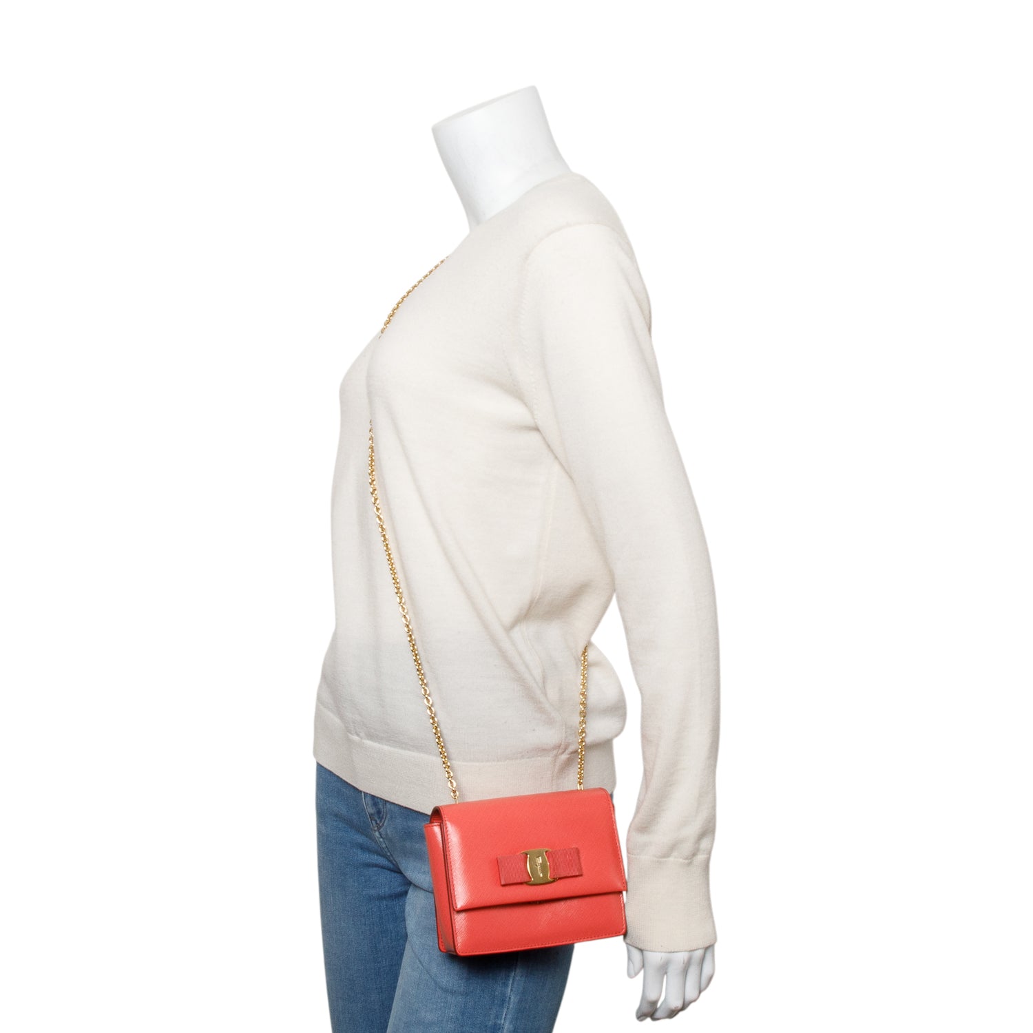 Ferragamo Pink Leather Mini Vara Bow Crossbody Bag