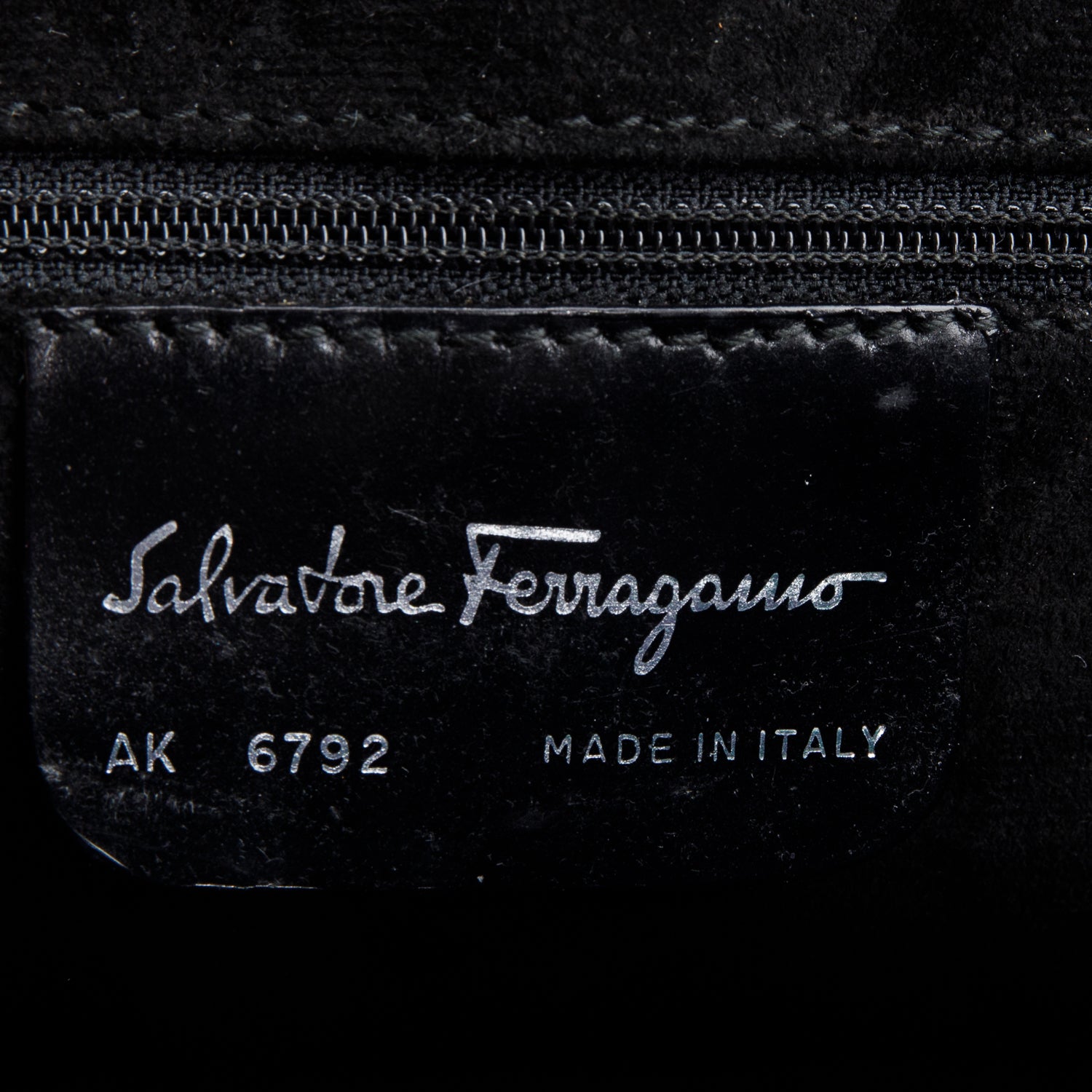 Ferragamo Navy Croc Embossed Leather Double Gancini Mini Handle Bag