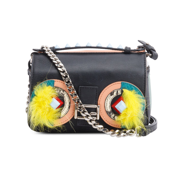 Fendi Black Multicolor Nappa Leather Hypnoteyes Double-Sided Face