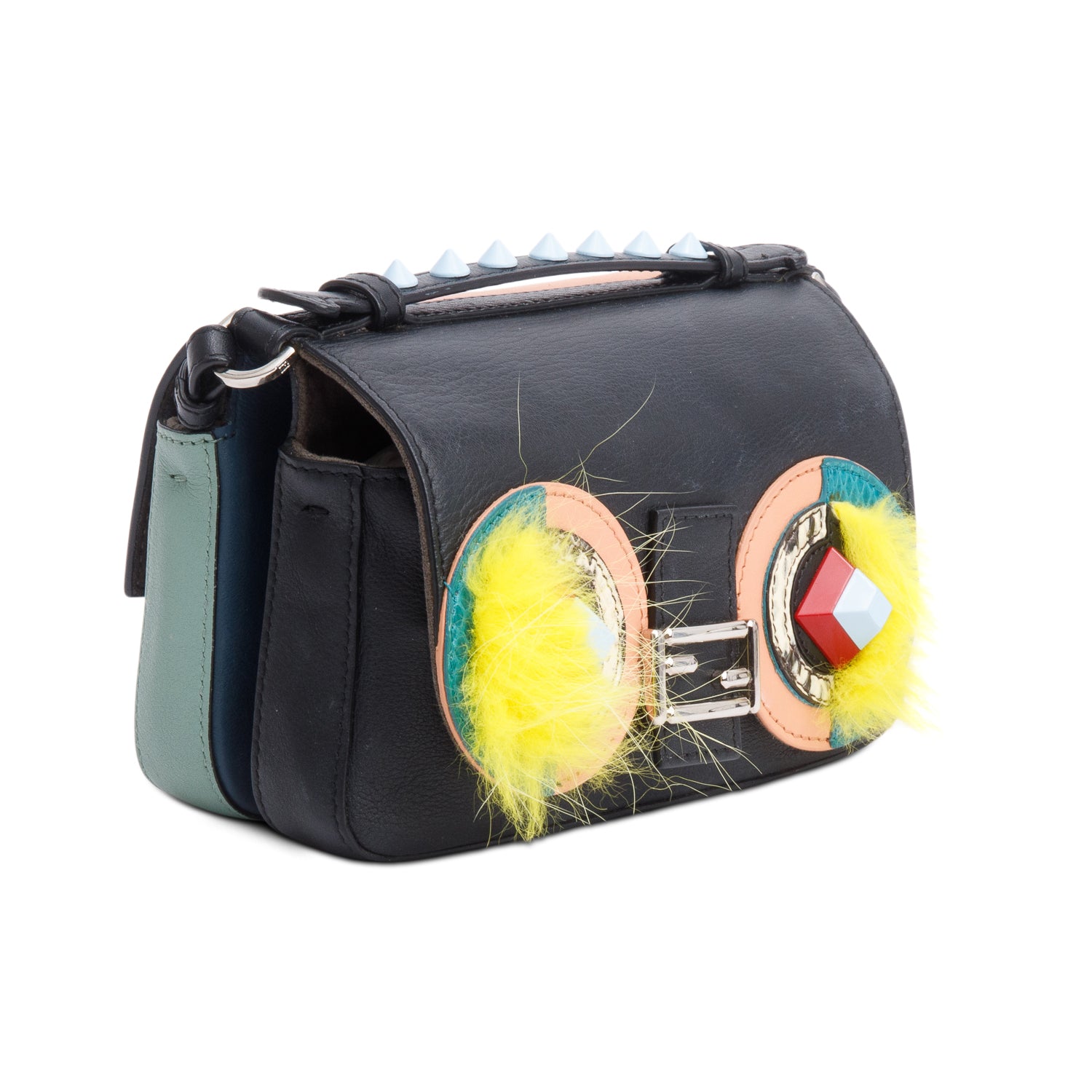 Fendi Black Multicolor Nappa Leather Hypnoteyes Double-Sided Face Chain Crossbody Bag