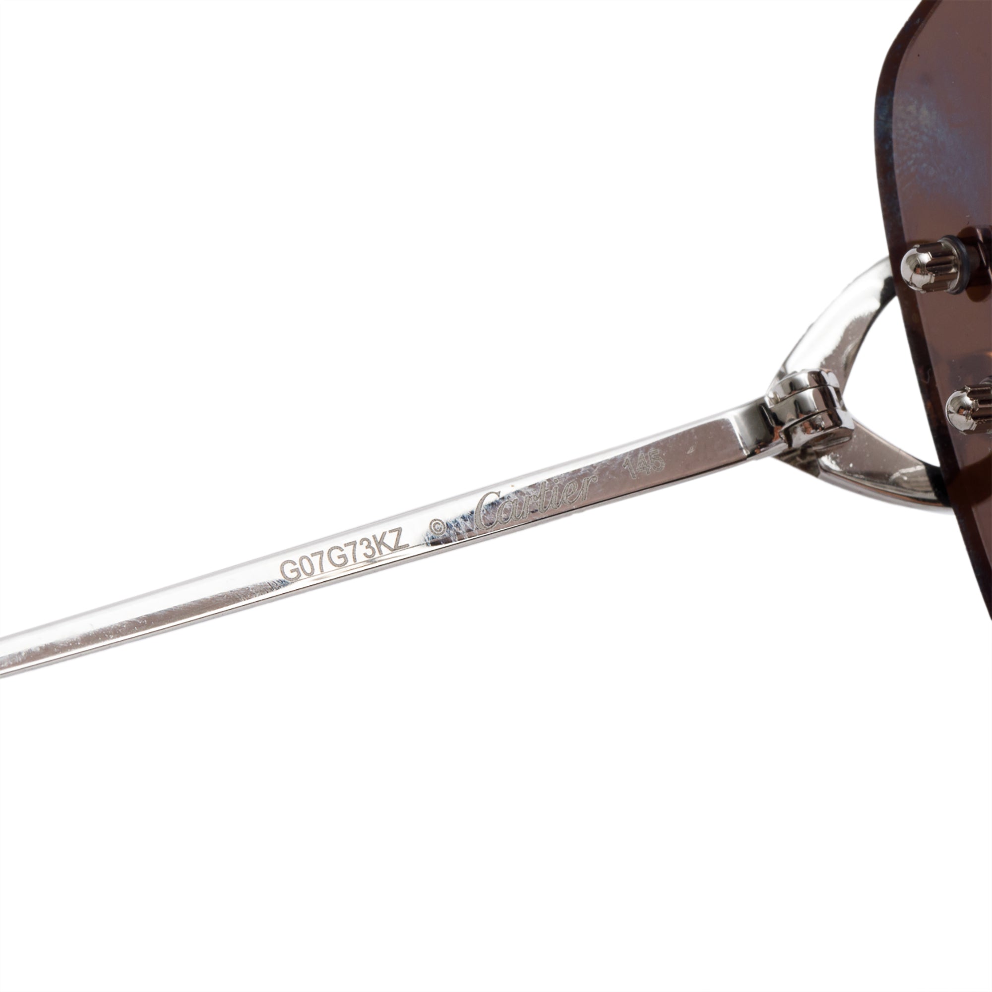 Cartier CT0330 Silver Tone Metal Rimless C De Cartier Sunglasses