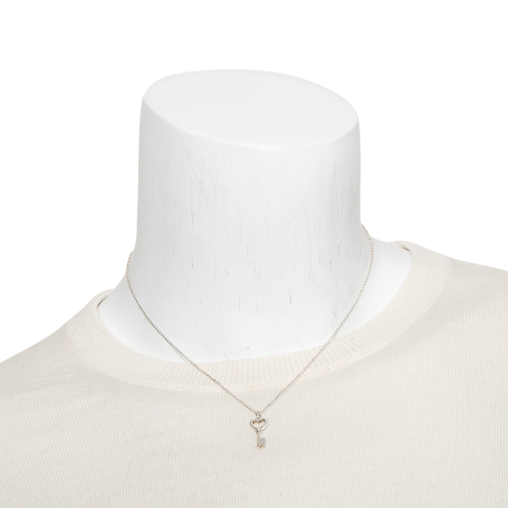 Tiffany & Co. Sterling Silver Mini Heart Key Pendant Necklace
