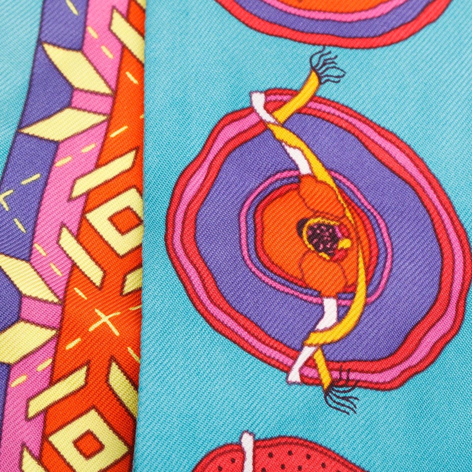 Hermes Green Multicolor 'Belles Du Mexique' Silk Twilly