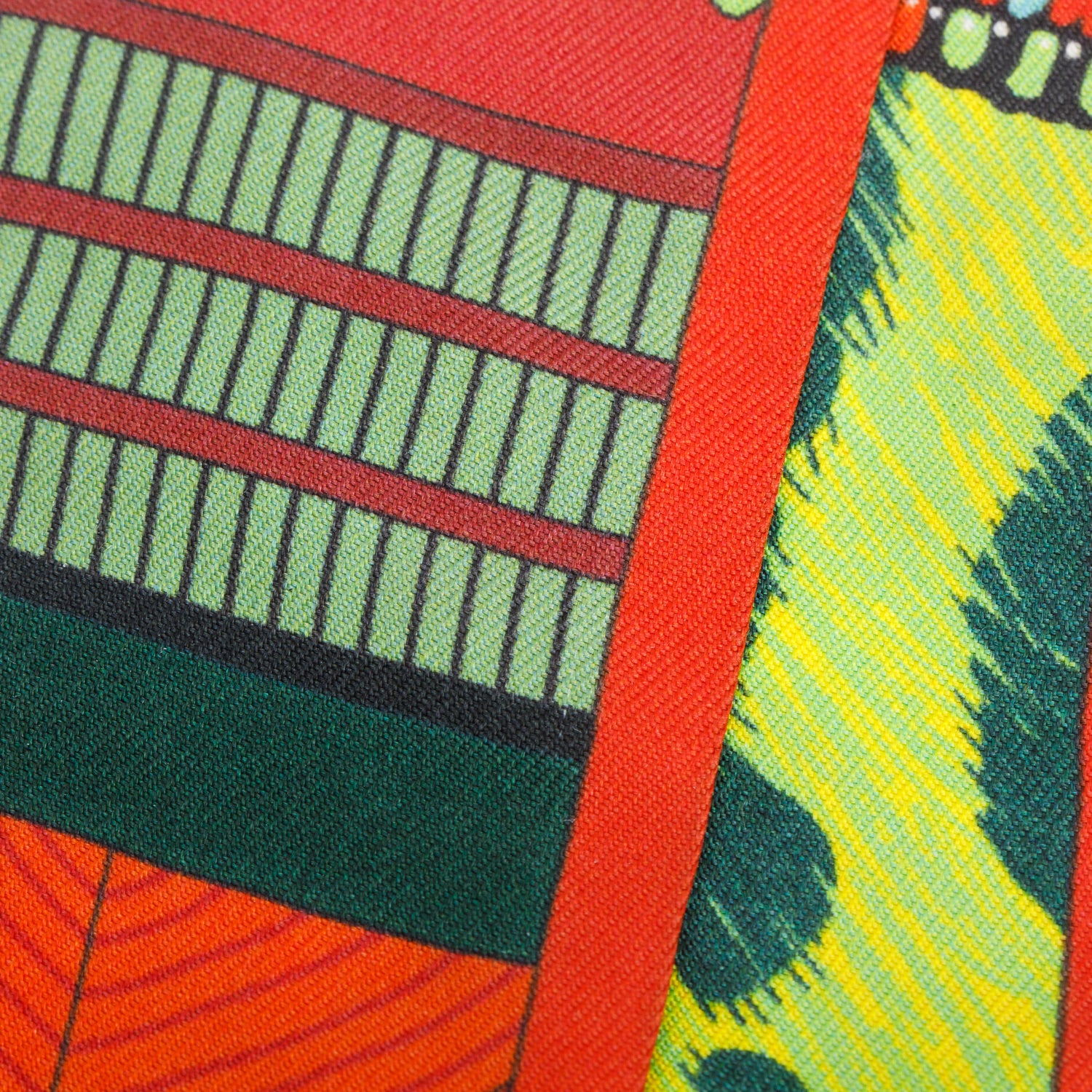 Hermes Red Multicolor 'Pelage Et Camouflage' Silk Twilly