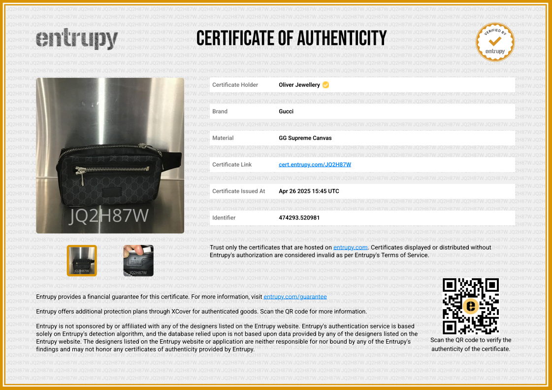 Gucci Black GG Supreme Belt Bag with Zip Pocket