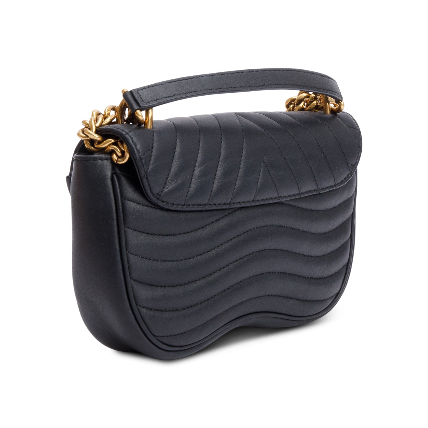 Louis Vuitton Black Leather New Wave Chain Bag MM w/ Box