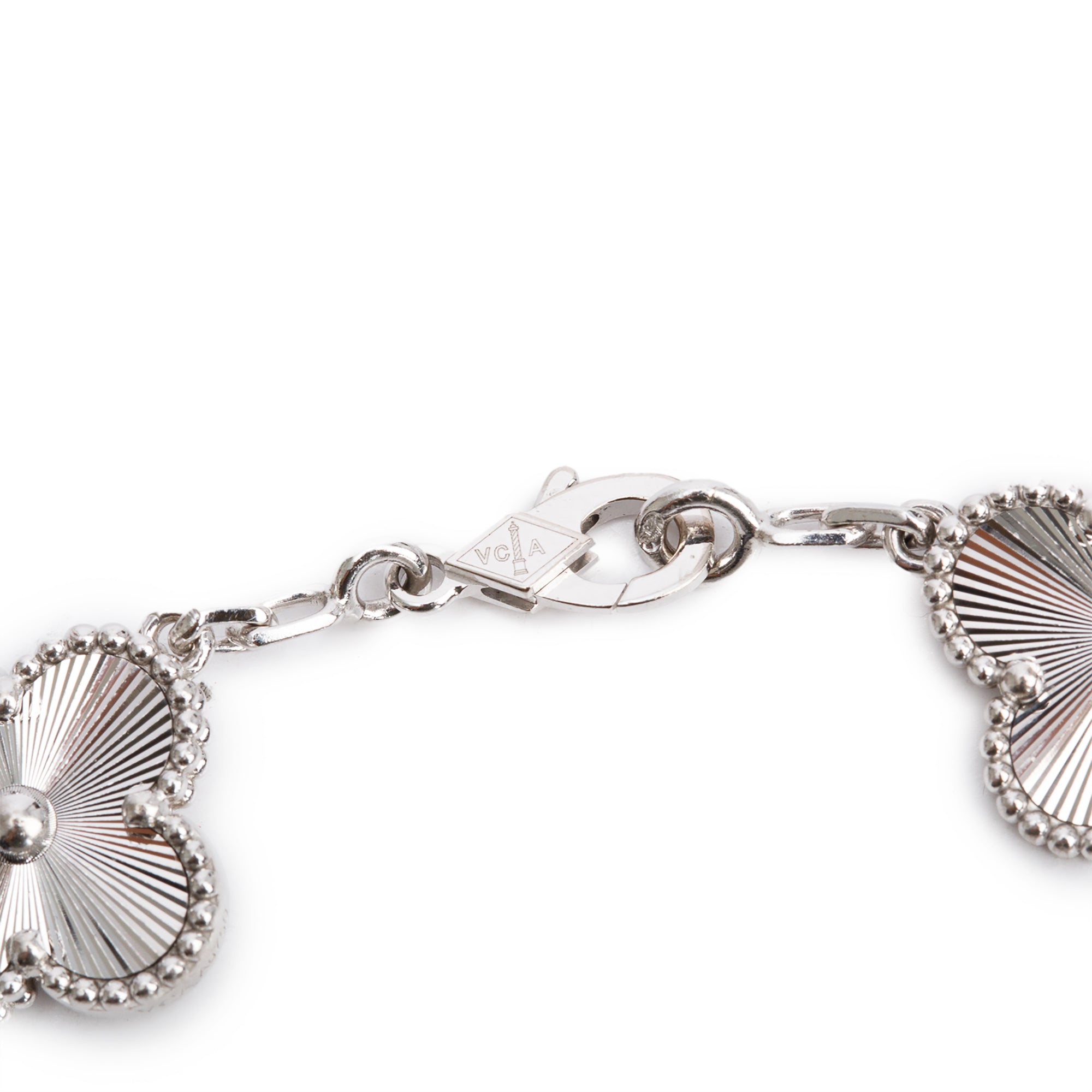 Van Cleef & Arpels 2023 18k White Gold Vintage Alhambra 5 Motif Bracelet w/ Box, Receipt & Certificate