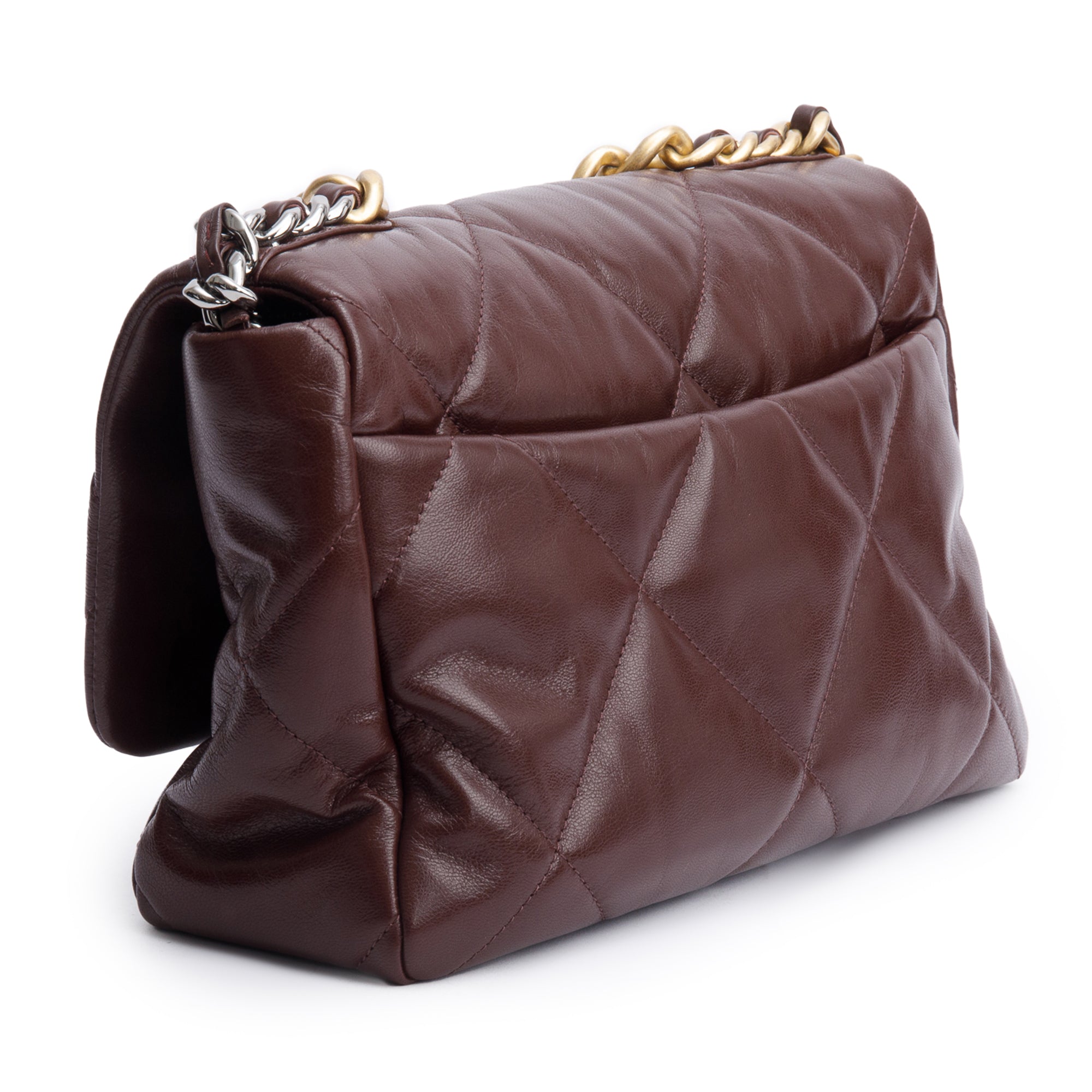 Chanel Burgundy 2020 Lambskin Leather Large 19 Flap Bag w/ Box & Authenticity Card