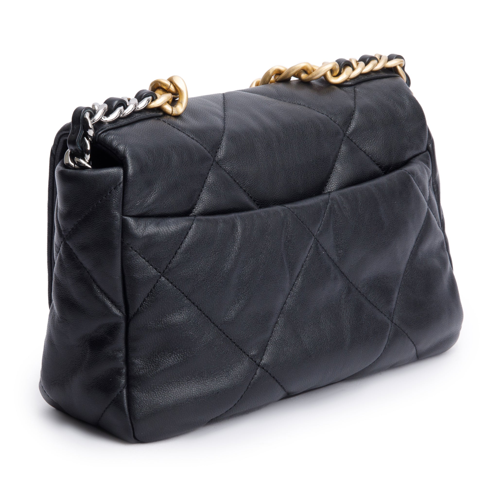 Chanel Black Lambskin Leather Medium 19 Flap Bag w/ Box & Authenticity Card