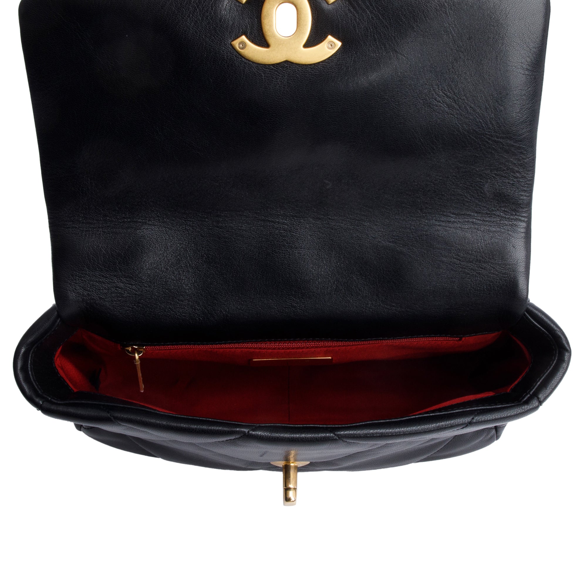Chanel Black Lambskin Leather Medium 19 Flap Bag w/ Box & Authenticity Card