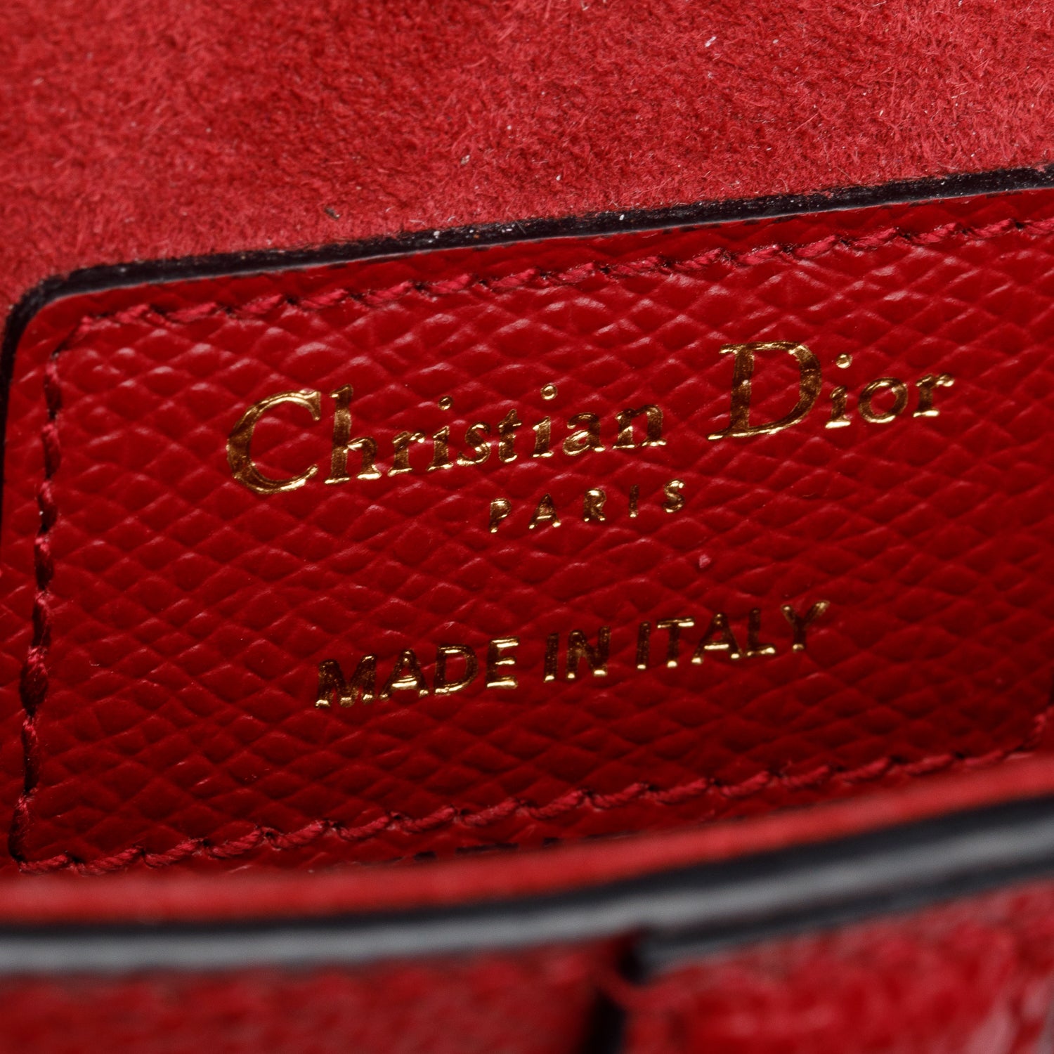Christian Dior Red Grained Calfskin Leather Mini Saddle Bag w/ Strap & Box