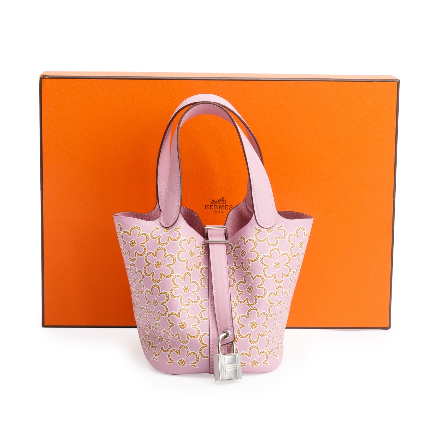 Hermes 2022 Mauve Sylvestre Veau Swift Imprime Micro Picotin Lock w/ Box