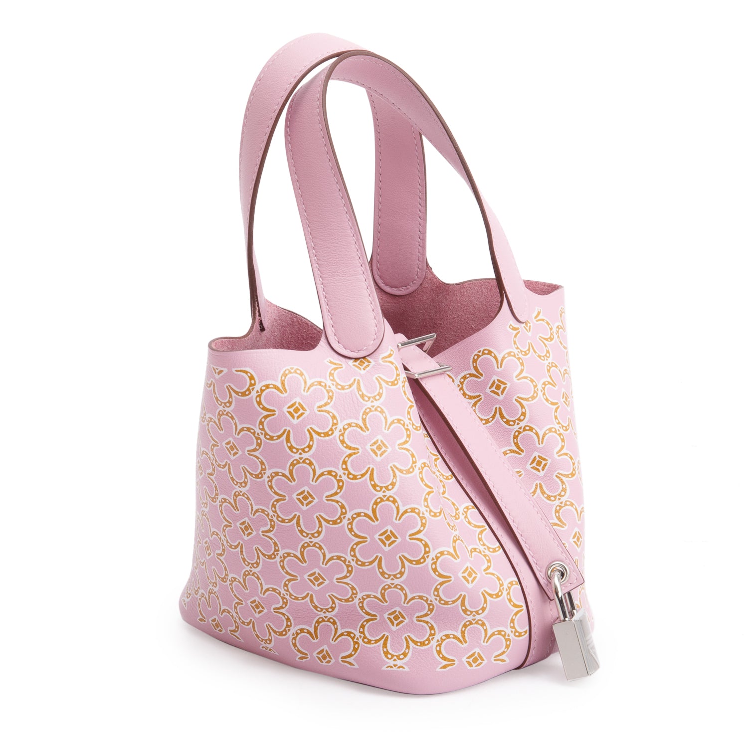 Hermes 2022 Mauve Sylvestre Veau Swift Imprime Micro Picotin Lock w/ Box