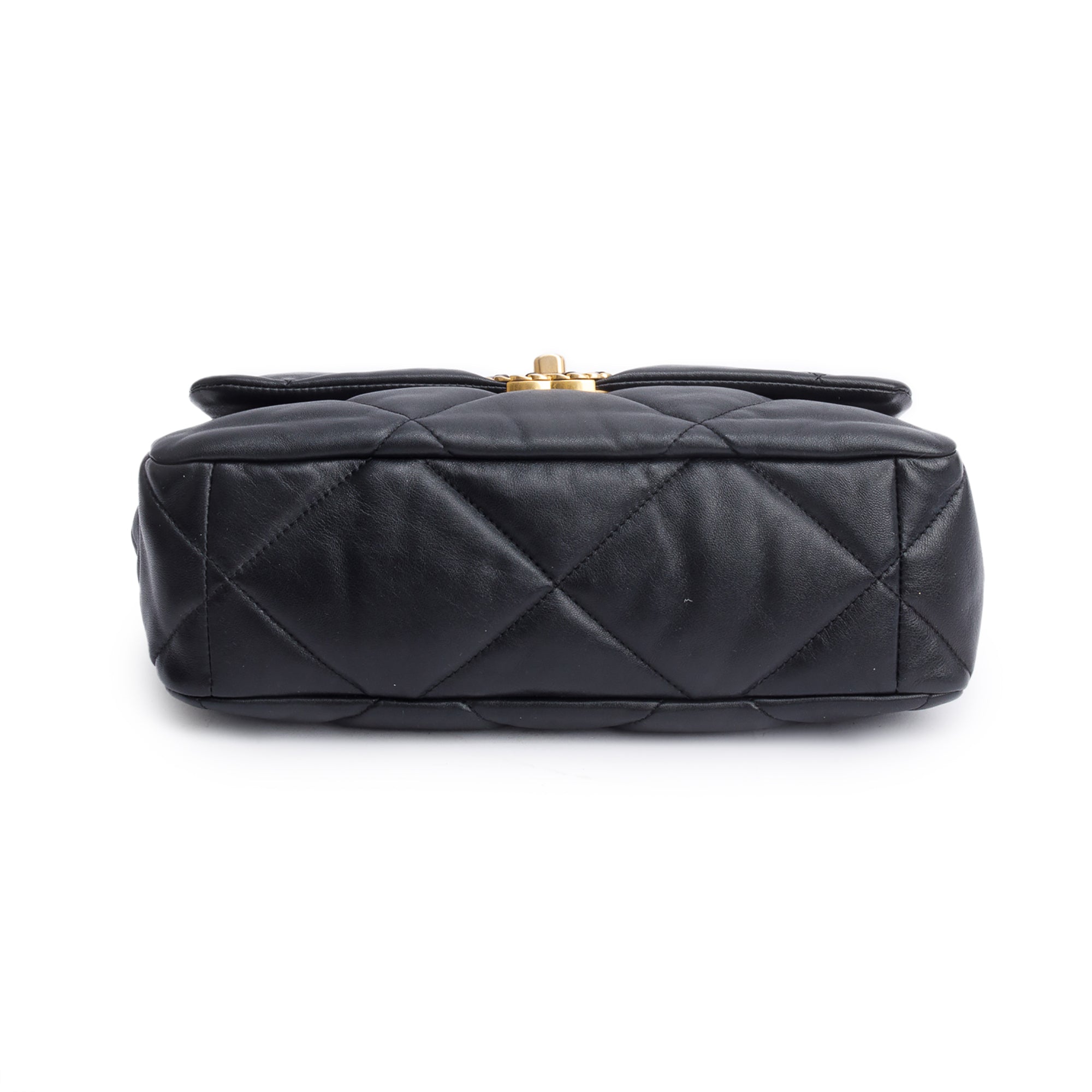 Chanel Black Lambskin Leather Large 19 Flap Bag