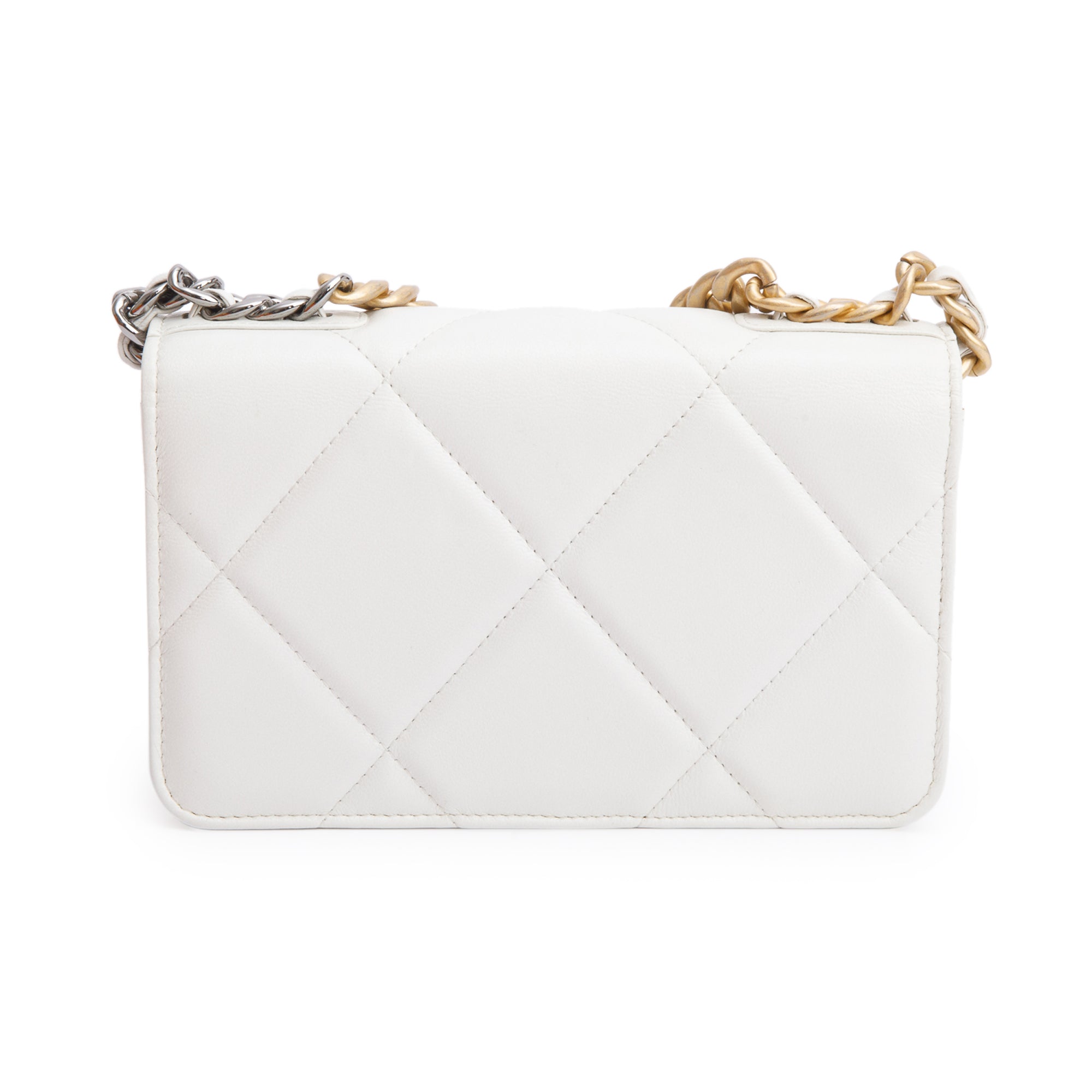 Chanel 2020 White Lambskin Leather 19 Wallet On Chain w/ Box, Receipt & Authenticity Card