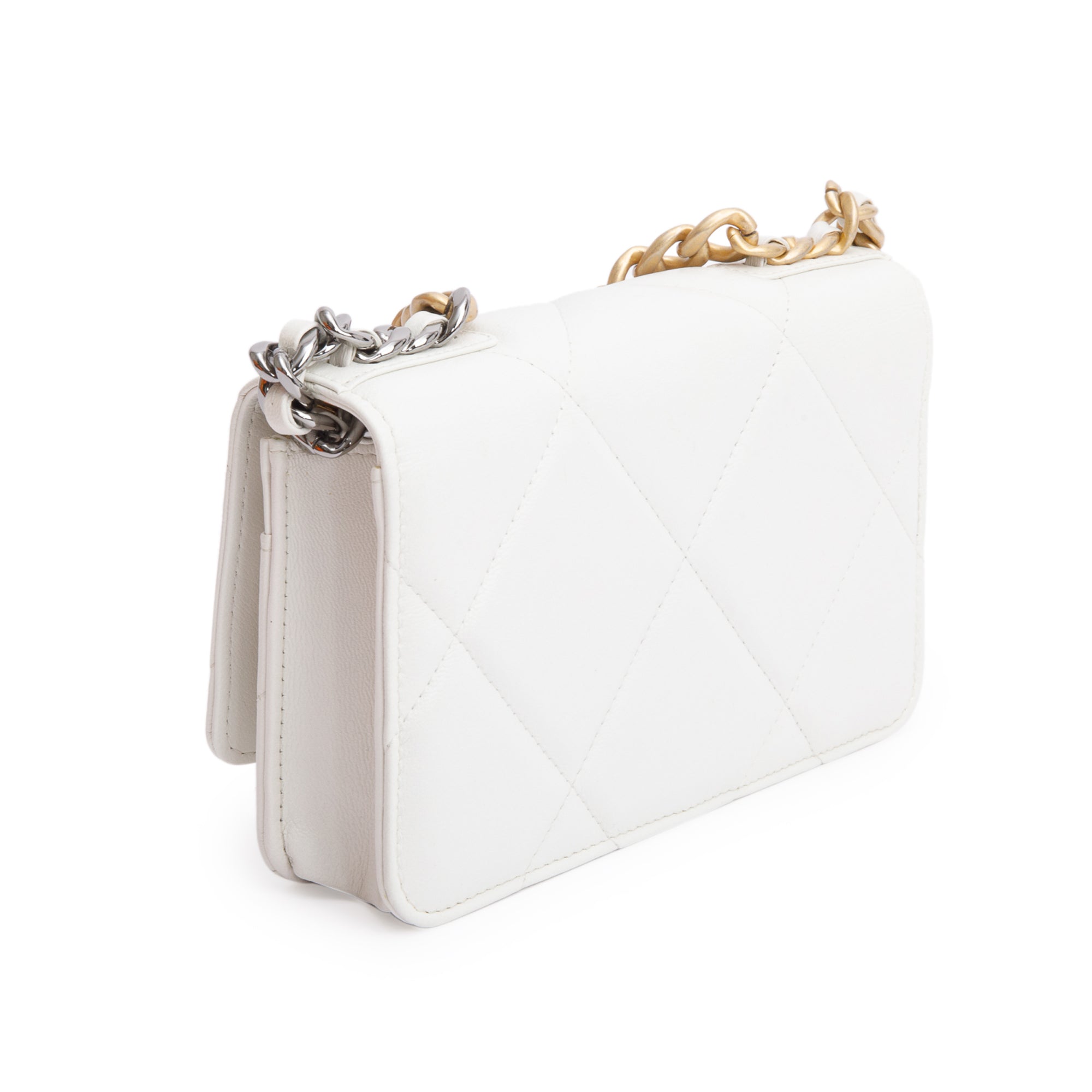 Chanel 2020 White Lambskin Leather 19 Wallet On Chain w/ Box, Receipt & Authenticity Card