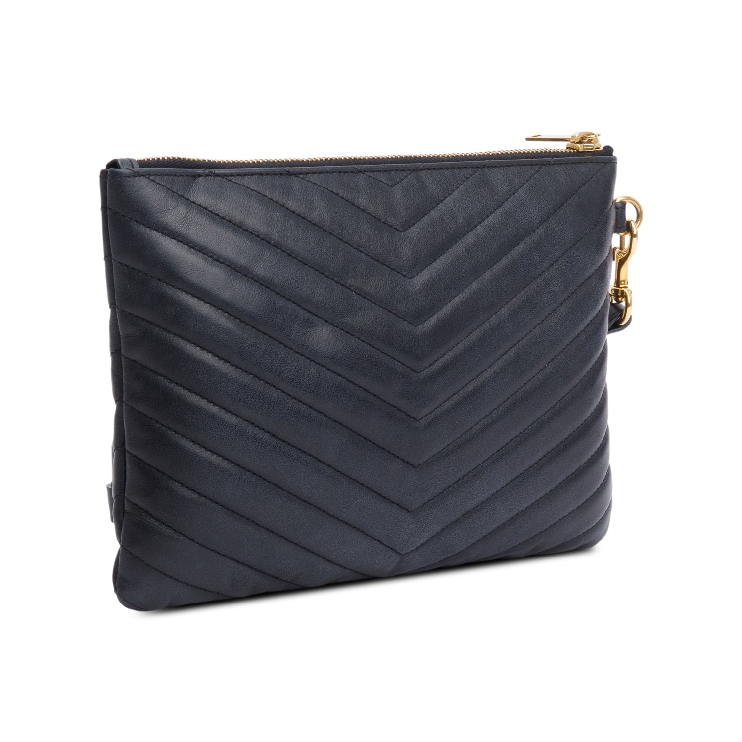 Saint Laurent Black Leather Cassandre Matelasse A5 Pouch