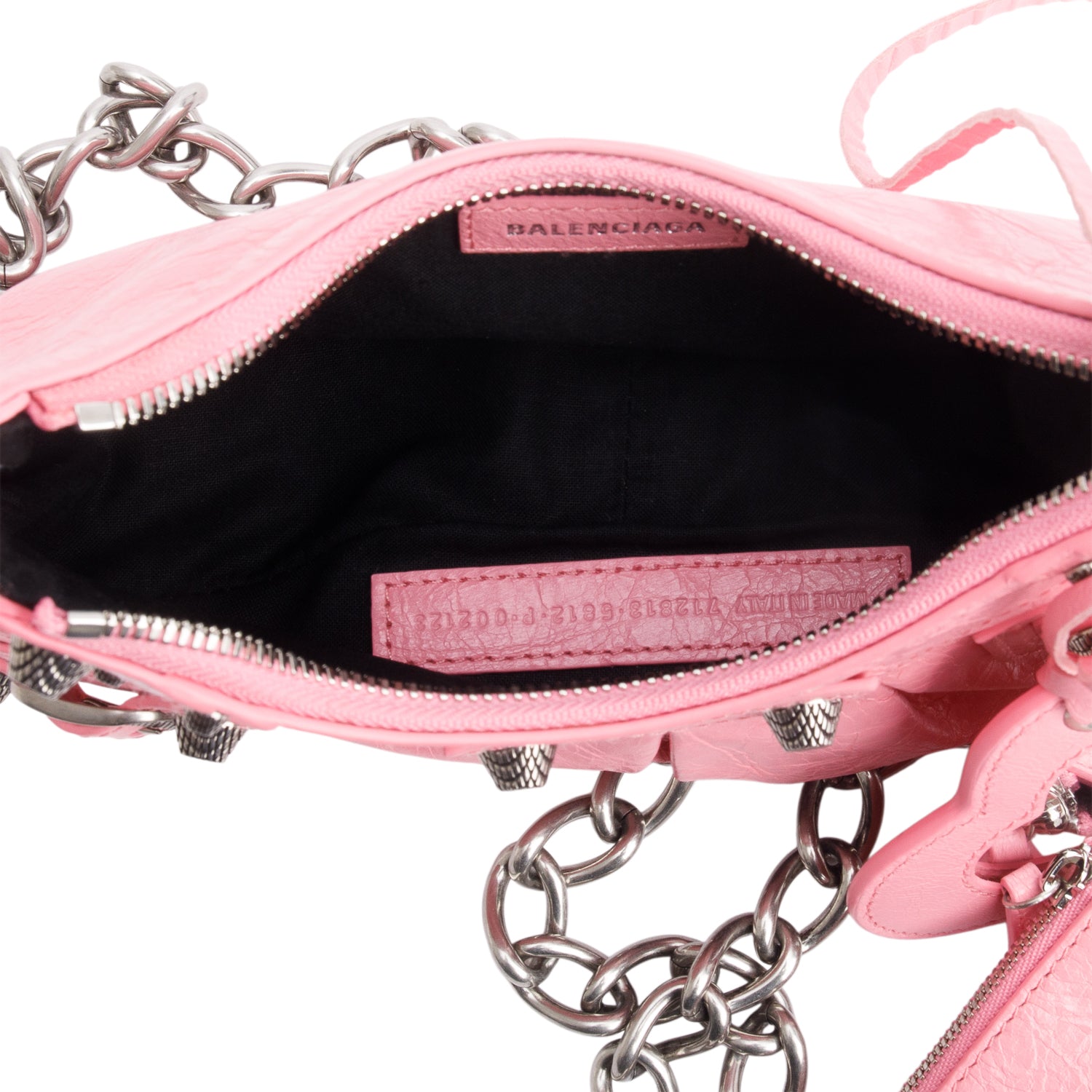 Balenciaga Pink Arena Calfskin Leather Le Cagole XS Chain Shoulder Bag