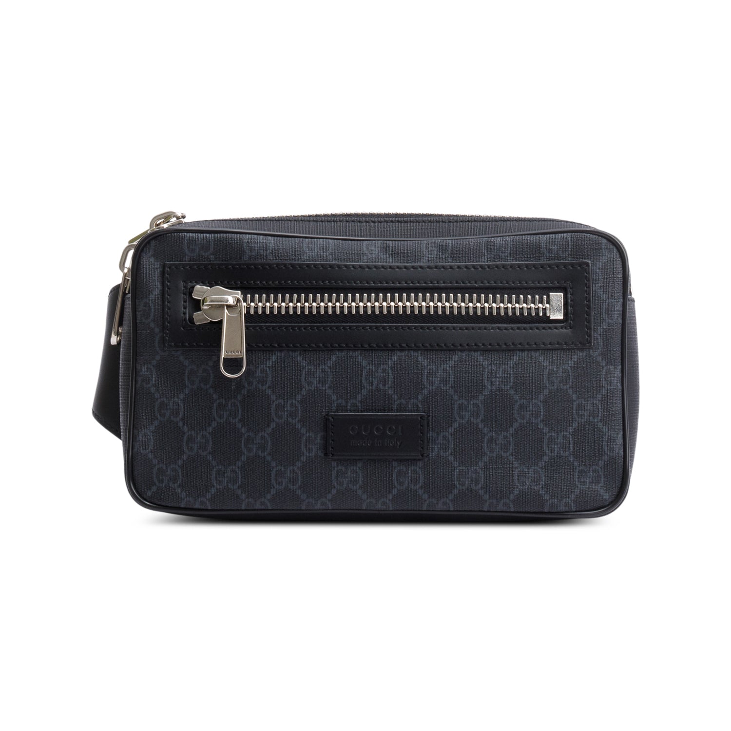 Gucci Black GG Supreme Belt Bag with Zip Pocket w/ Box