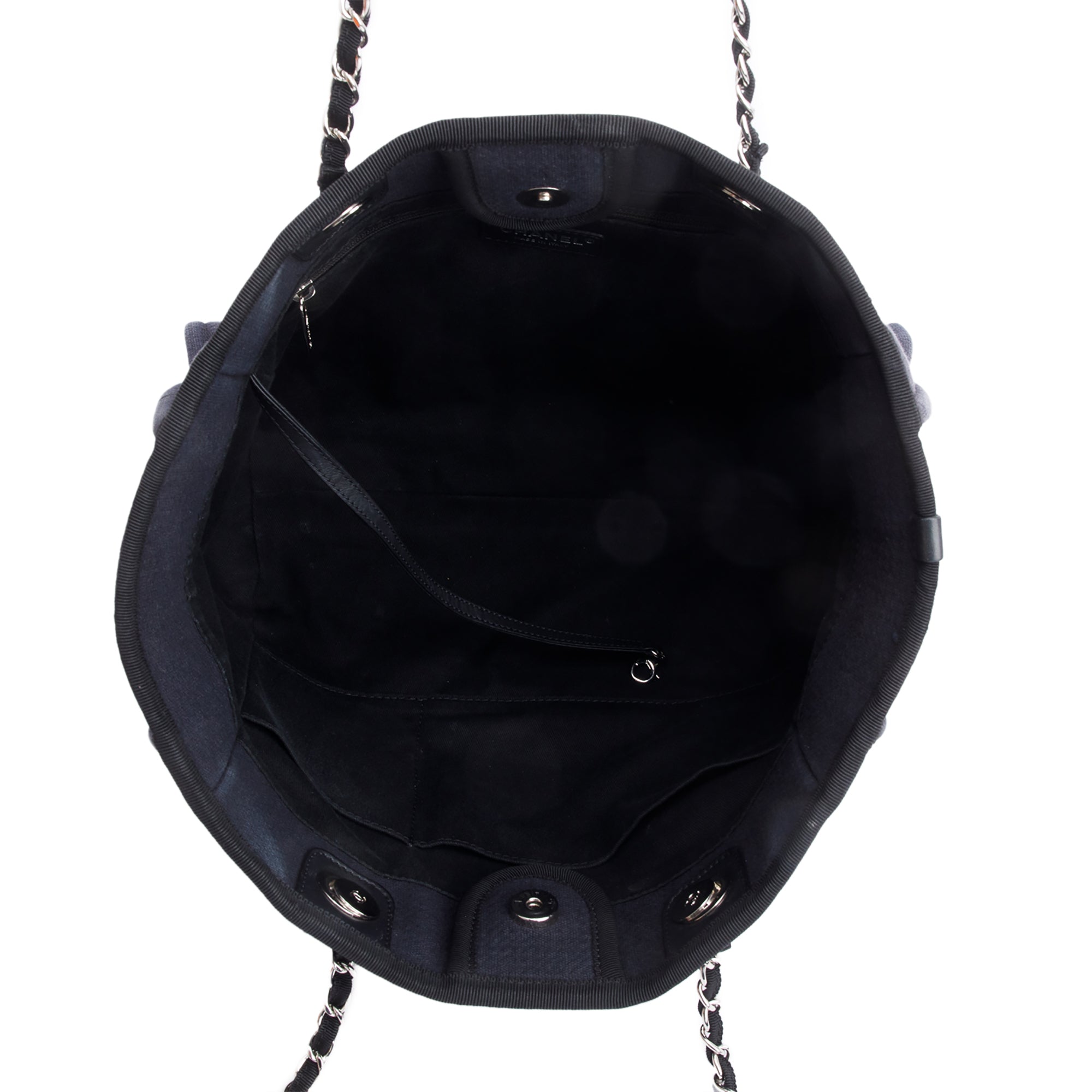 Chanel 2022 Navy Mixed Fibers Small Deauville Tote w/ Pouch