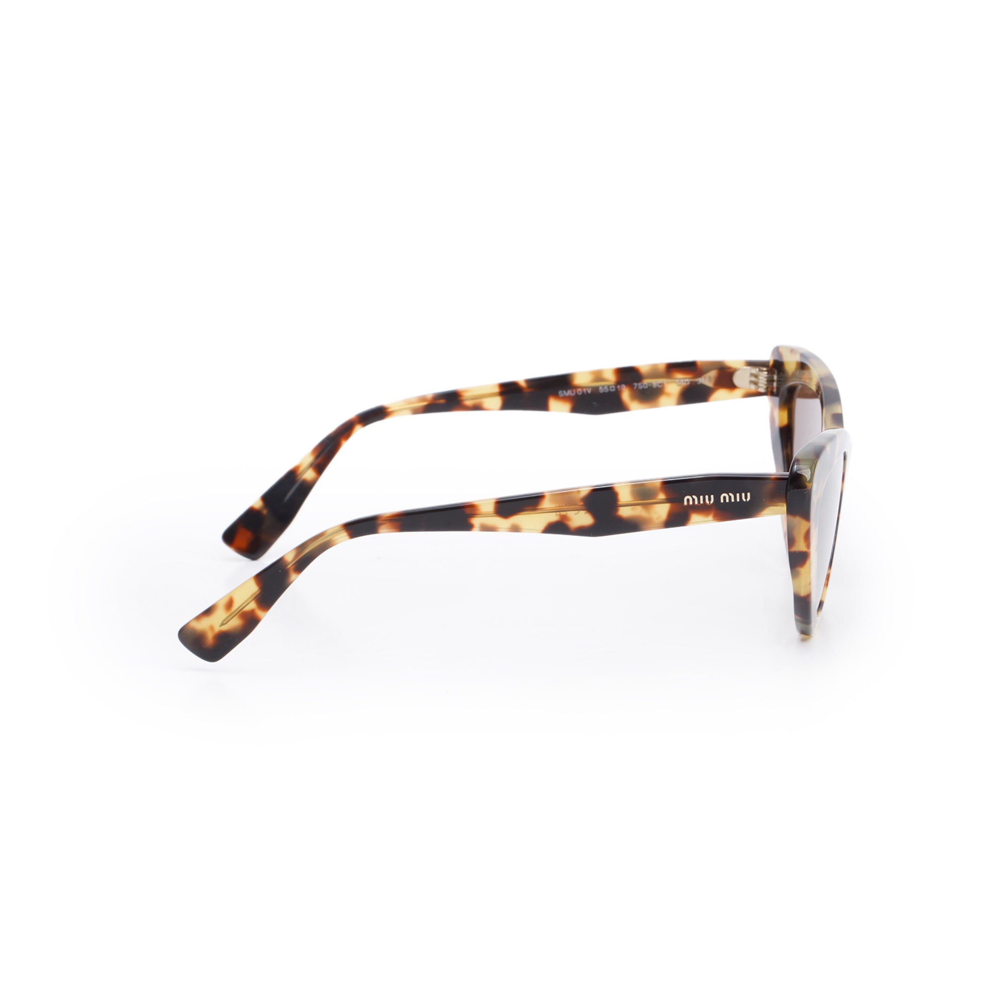 Miu Miu SMU 01V Brown Tortoise Acetate Cat-Eye Sunglasses w/ Box & Case