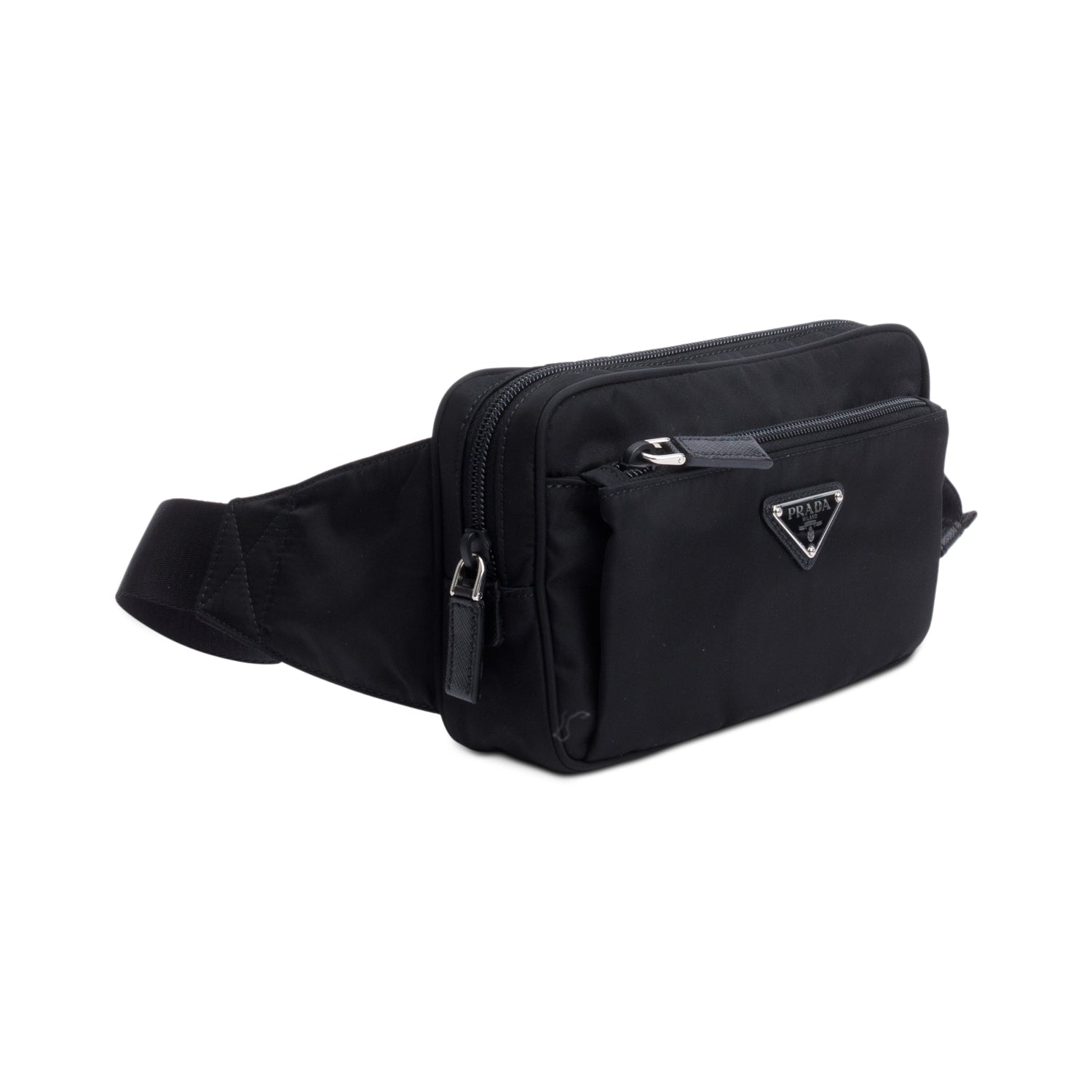 Prada Black Re-Nylon & Saffiano Leather Belt Bag