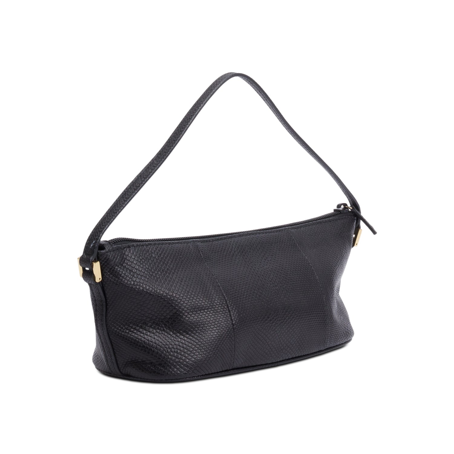 Gucci Black Lizard Embossed Leather Boat Pochette