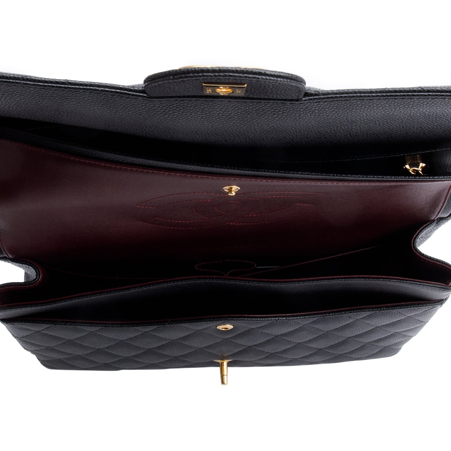 Chanel Black Quilted Caviar Leather Classic Maxi Double Flap Bag w/ Authenticity Card