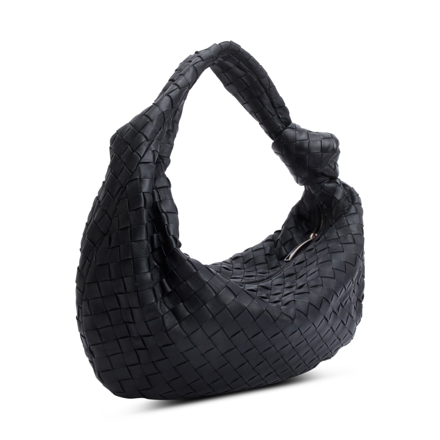 Bottega Veneta 2023 Black Intrecciato Leather Small Jodie Bag w/ Receipt & Authenticity Card