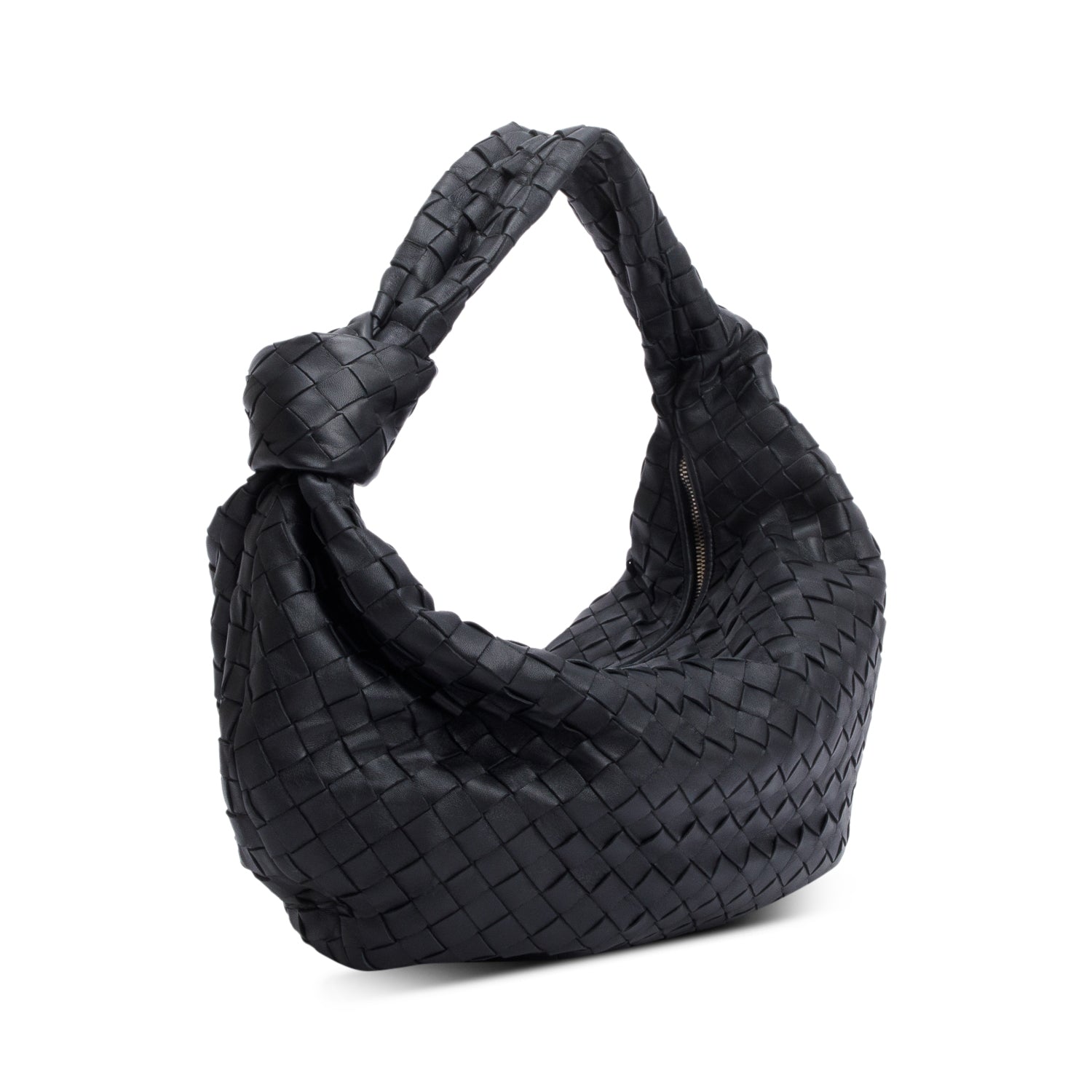 Bottega Veneta 2023 Black Intrecciato Leather Small Jodie Bag w/ Receipt & Authenticity Card
