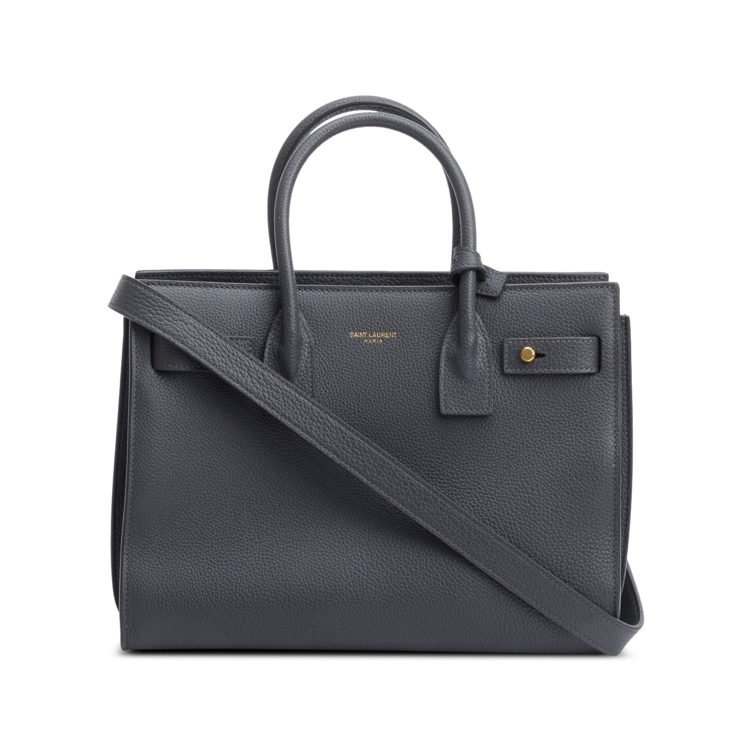 Saint Laurent 2022 Grey Grained Leather Baby Sac De Jour w/ Strap