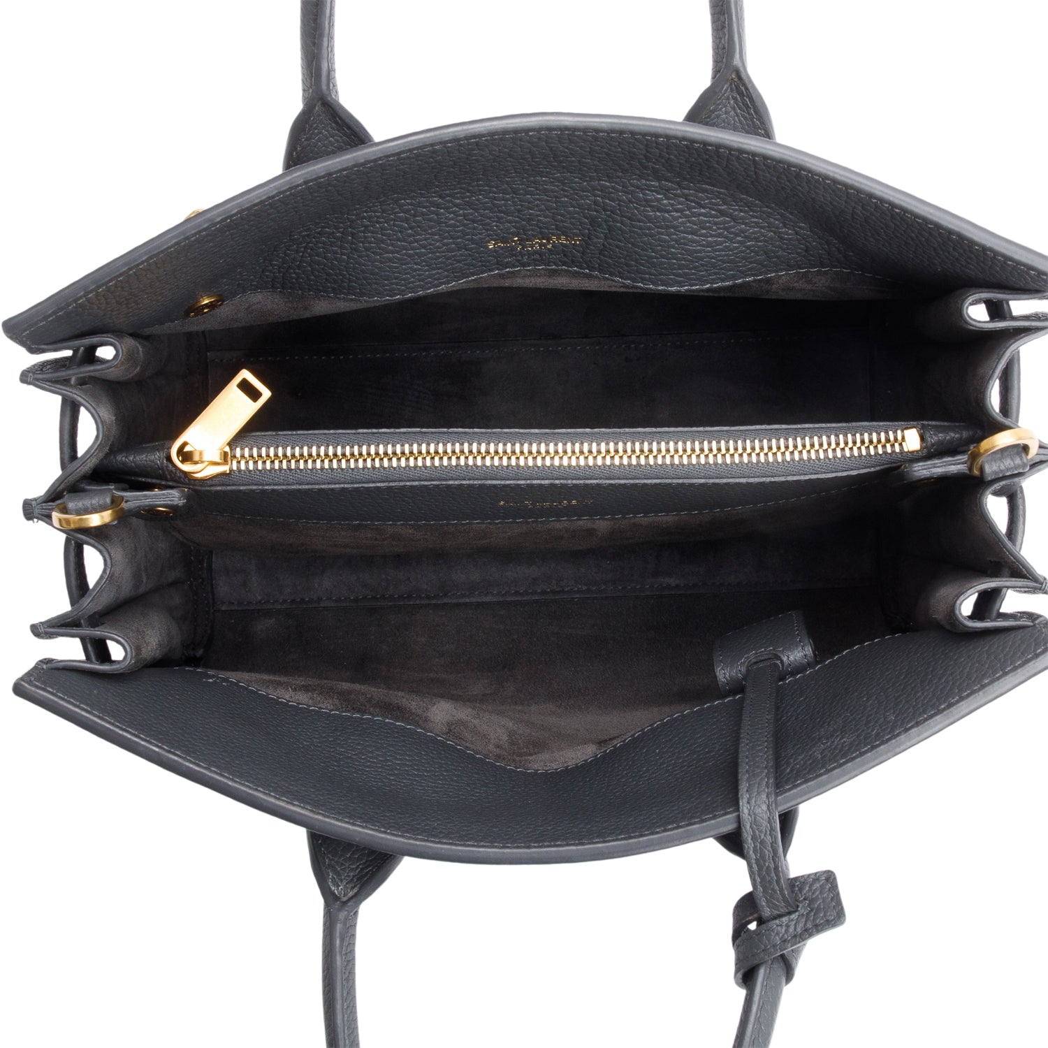 Saint Laurent 2022 Grey Grained Leather Baby Sac De Jour w/ Strap