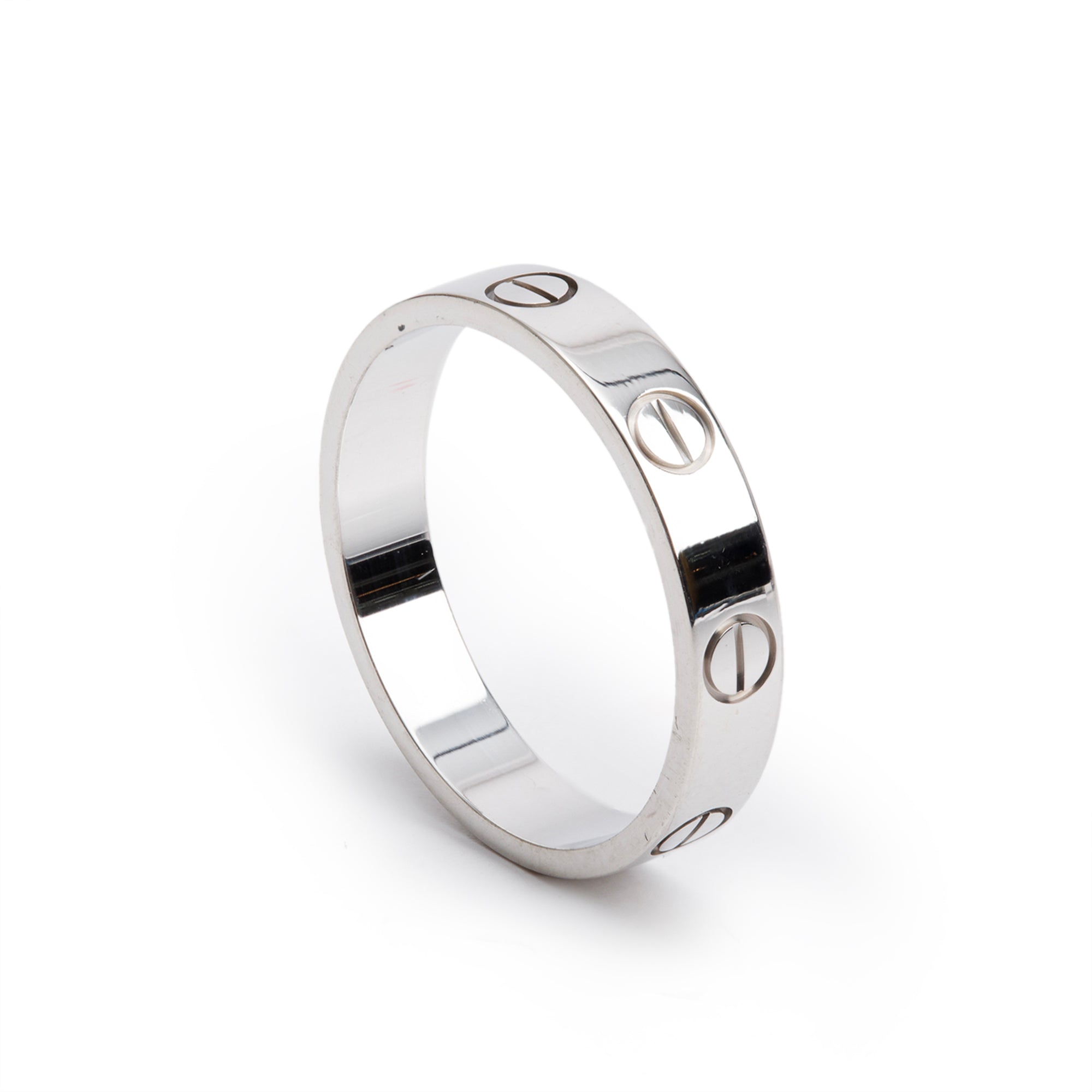 Cartier 18k White Gold 3.6 MM Love Wedding Band Ring, Size 47 4 w/ Box, Receipt & Certificate