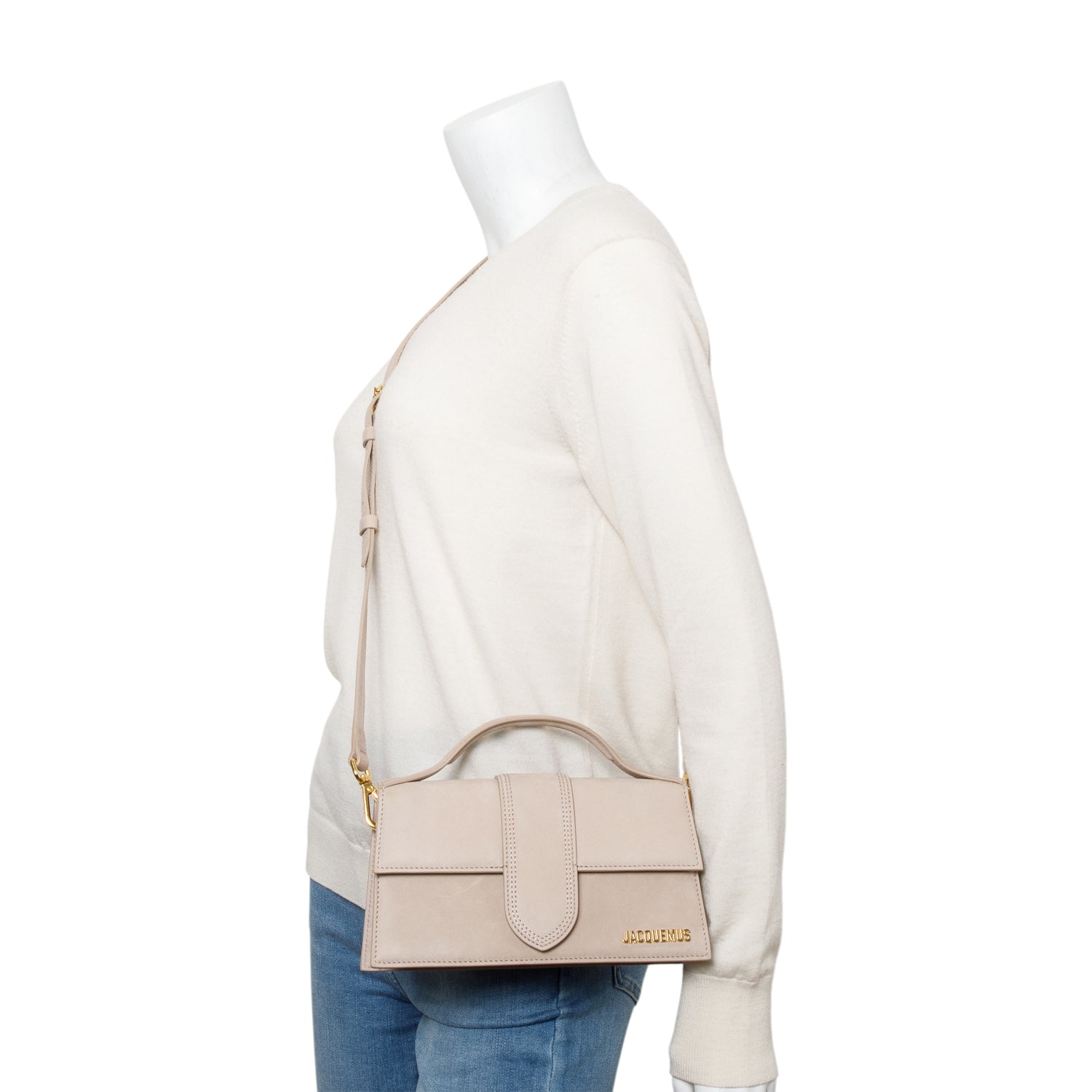 Jacquemus Beige Suede Le Grand Bambino Bag w/ Strap