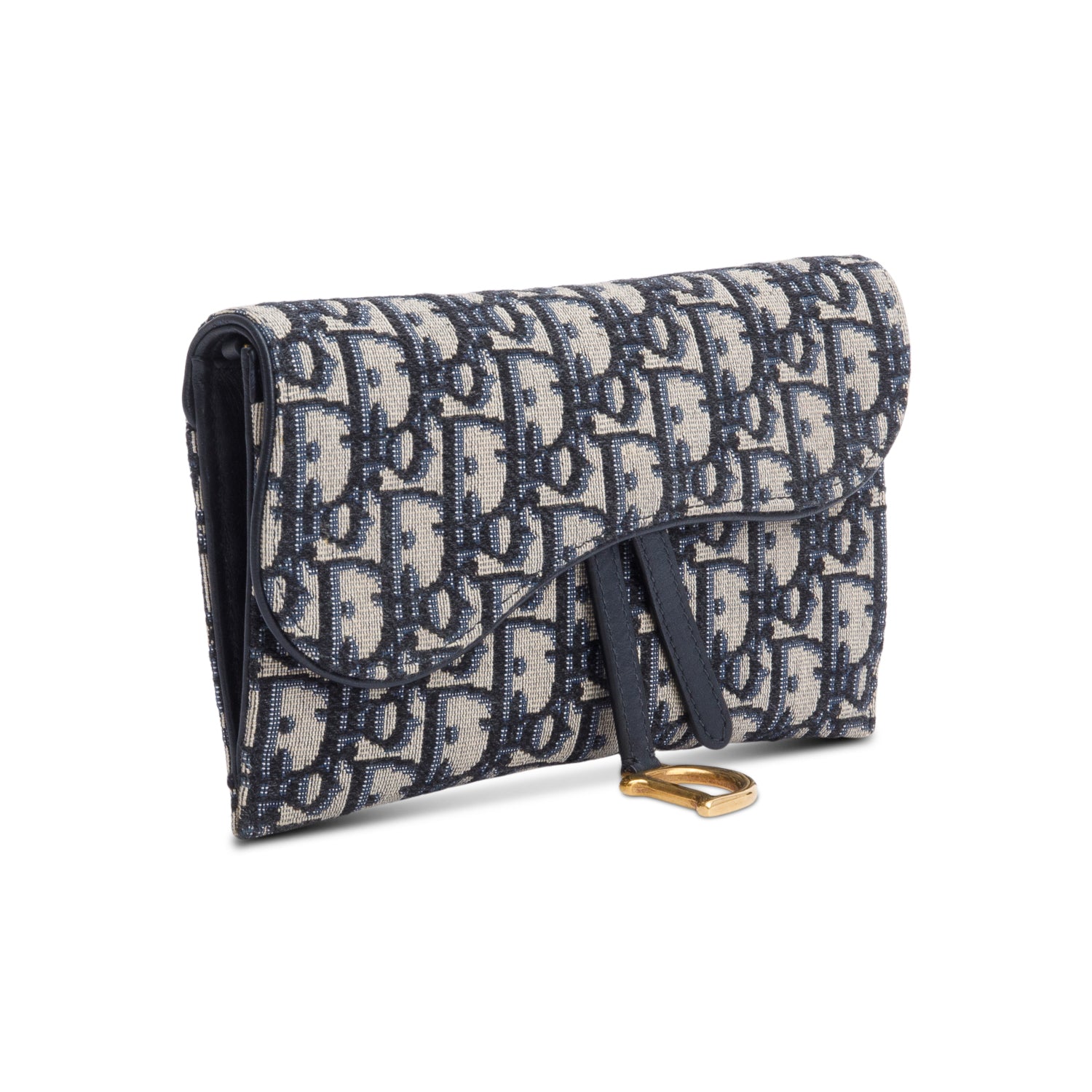 Christian Dior Oblique Jacquard Saddle Pouch with Chain w/ Box