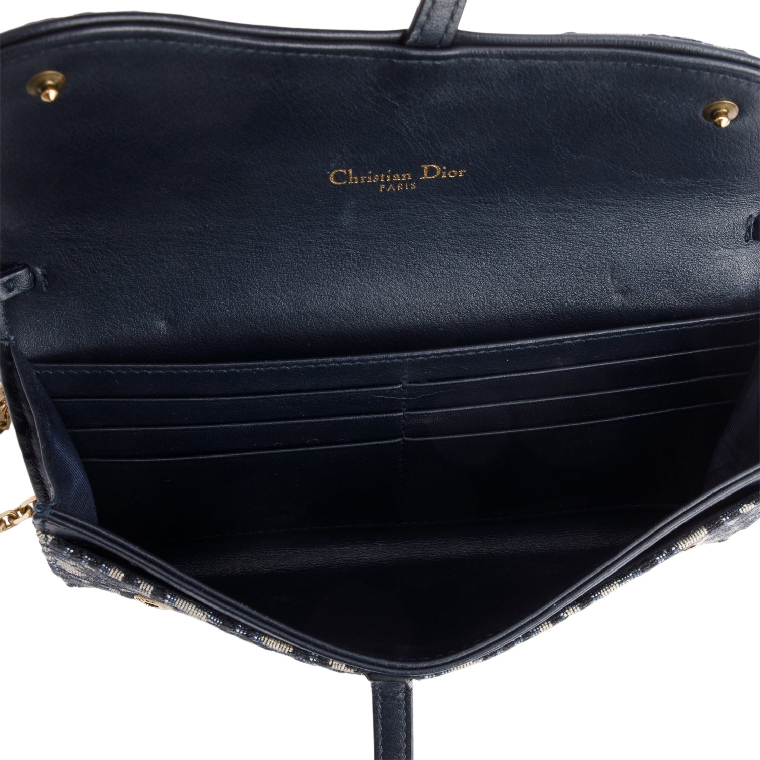 Christian Dior Oblique Jacquard Saddle Pouch with Chain w/ Box