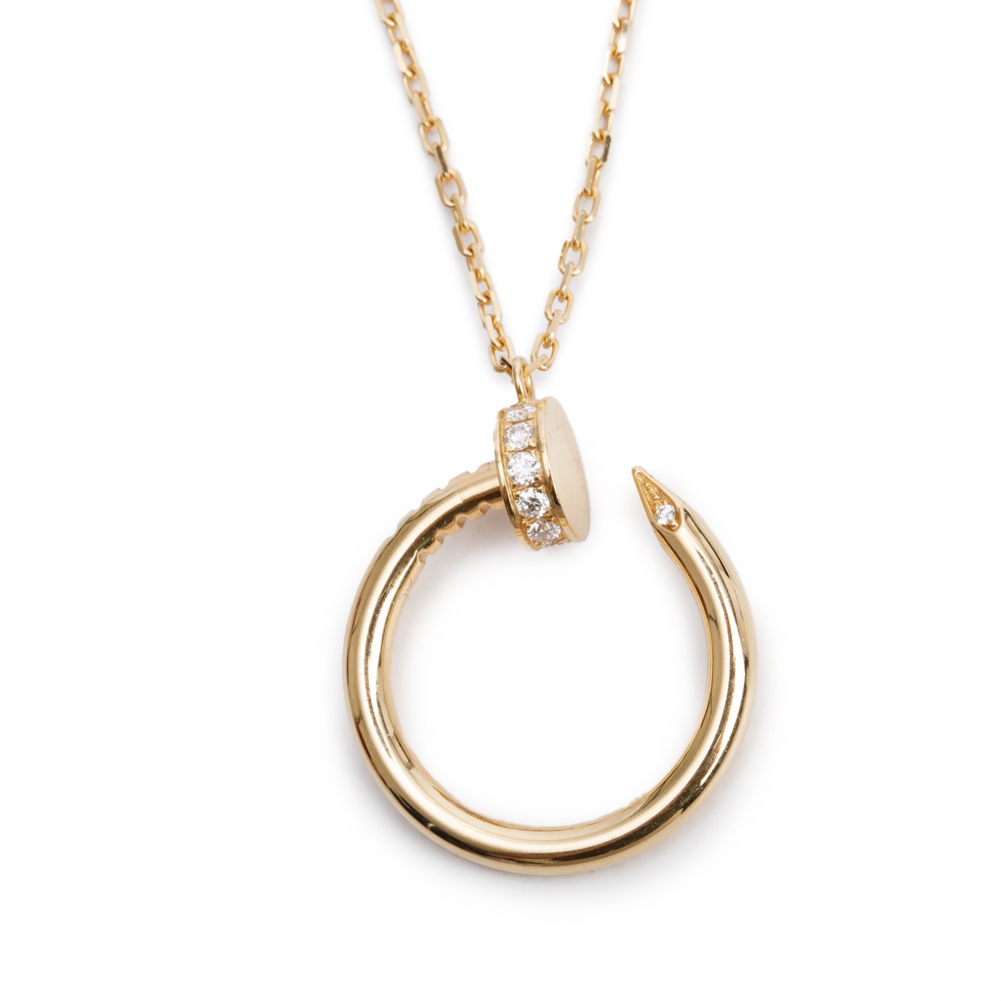 Cartier 2024 18k Yellow Gold Diamond Juste Un Clou Pendant Necklace w/ Box, Receipt & Certificate