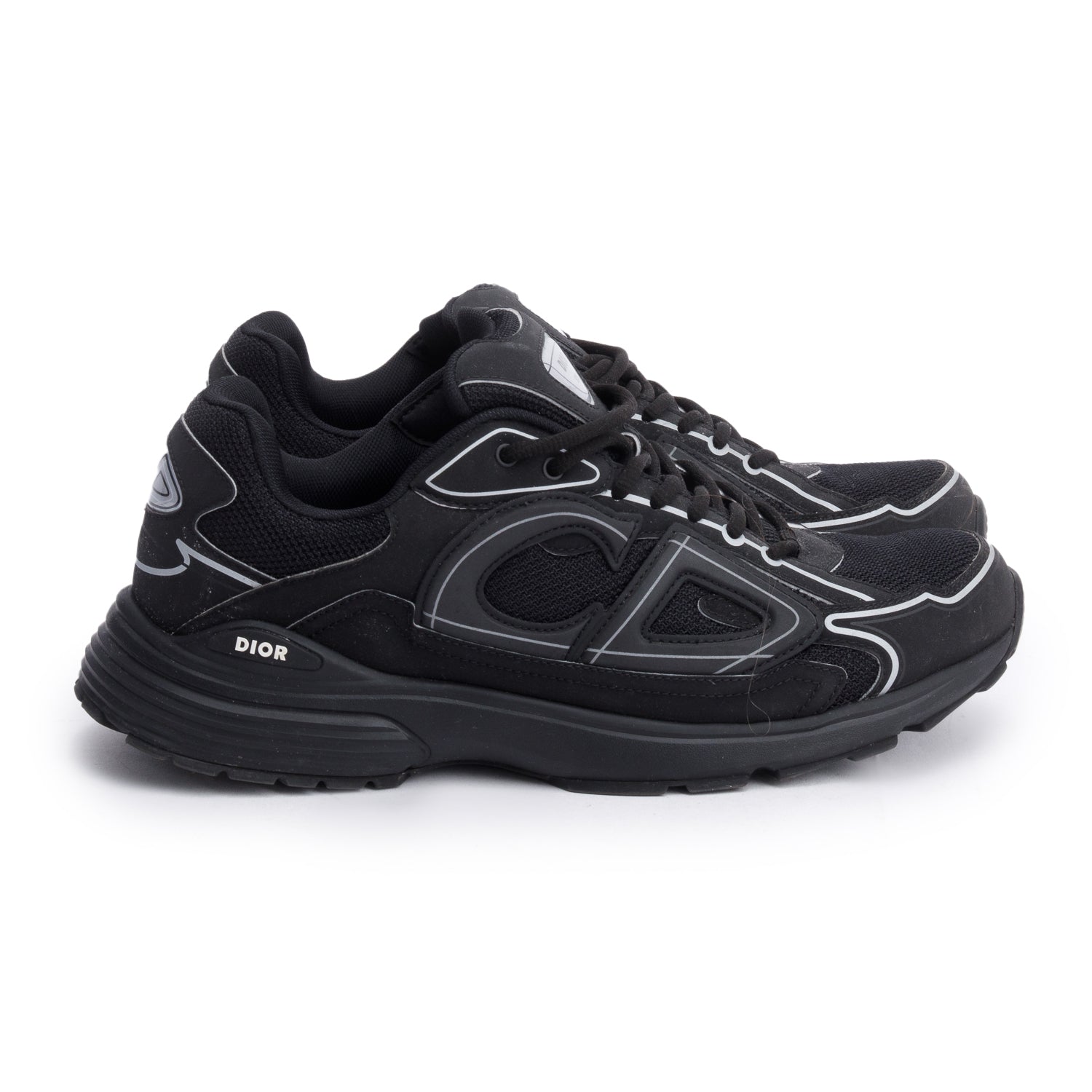 Christian Dior Black/Grey Mesh Technical Fabric B30 Sneakers, Size 413 w/ Box