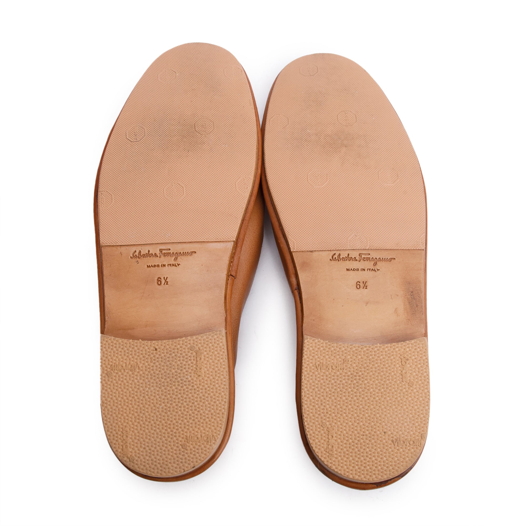 Salvatore Ferragamo Brown Leather Gancini Logo Accent Loafers, Size 36.5 w/ Box