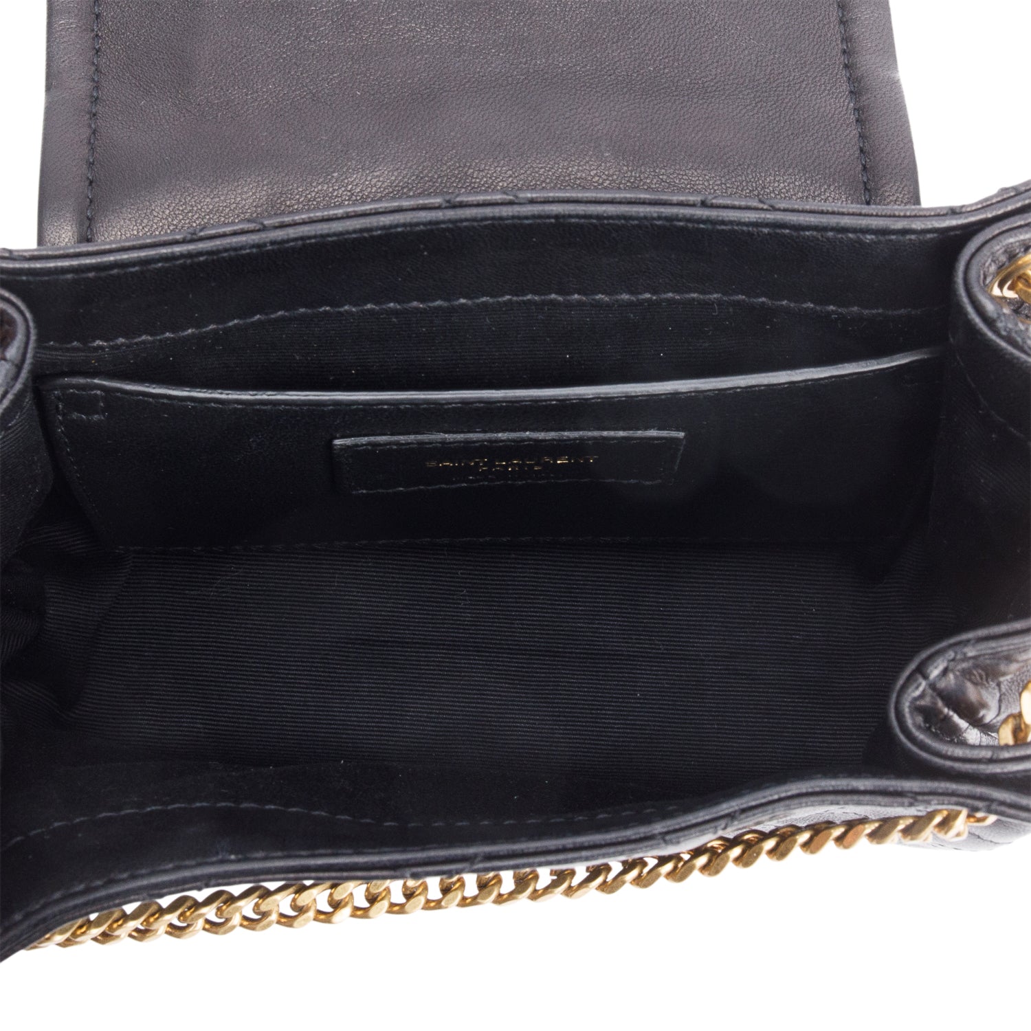 Saint Laurent Black Lambskin Leather Mini Nolita Shoulder Bag w/ Box